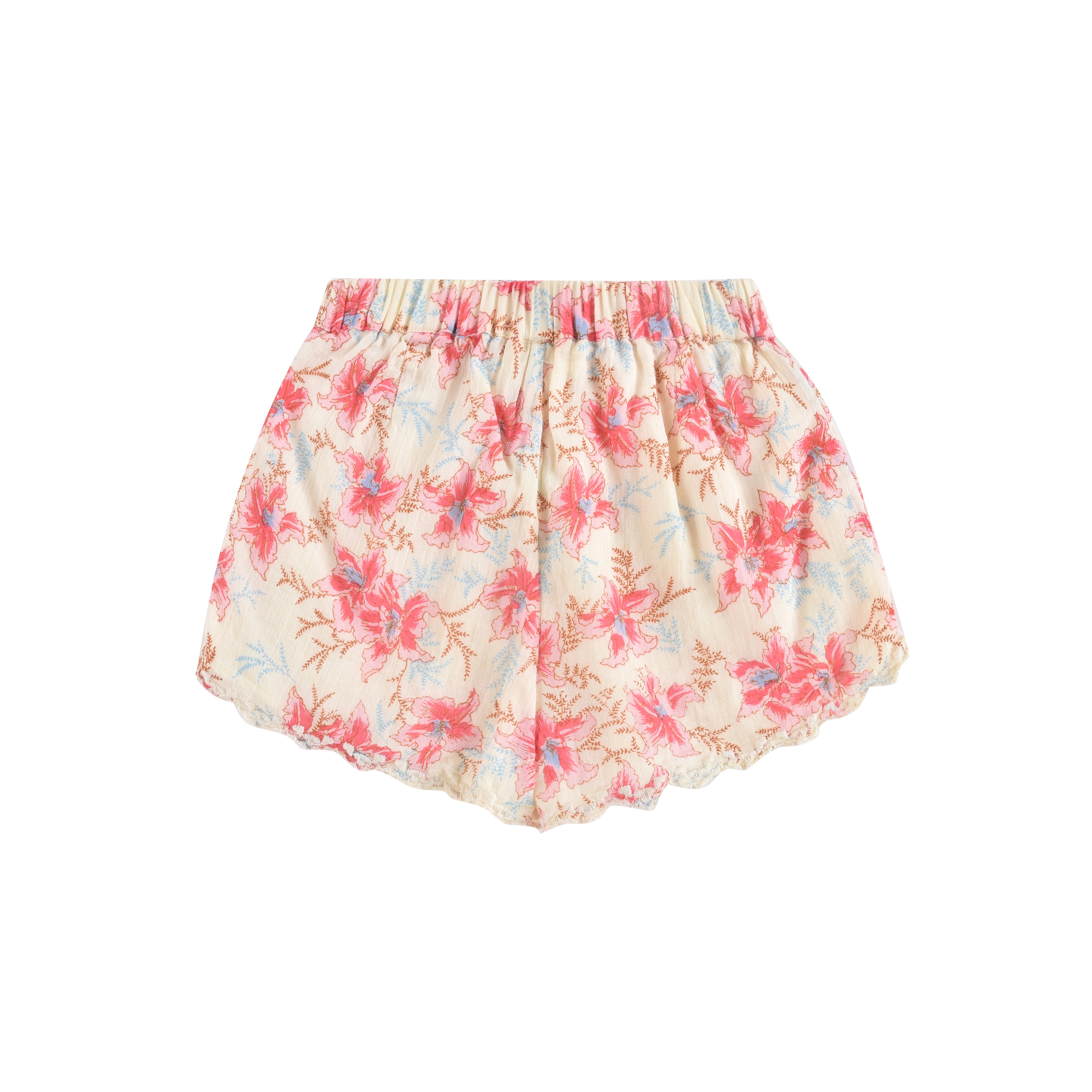 Girls Pink Floral Cotton Shorts