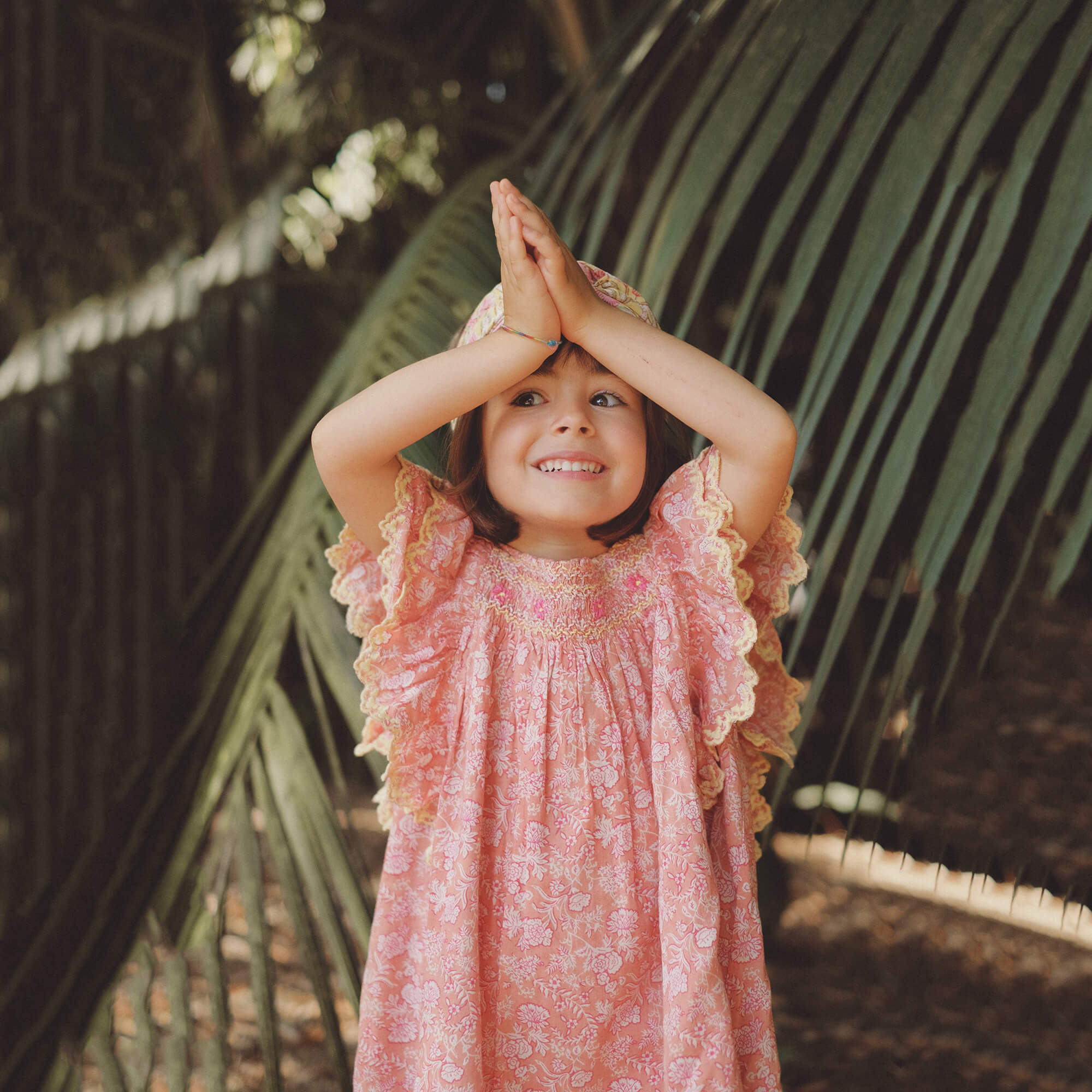 Girls Pink Floral Cotton Dress