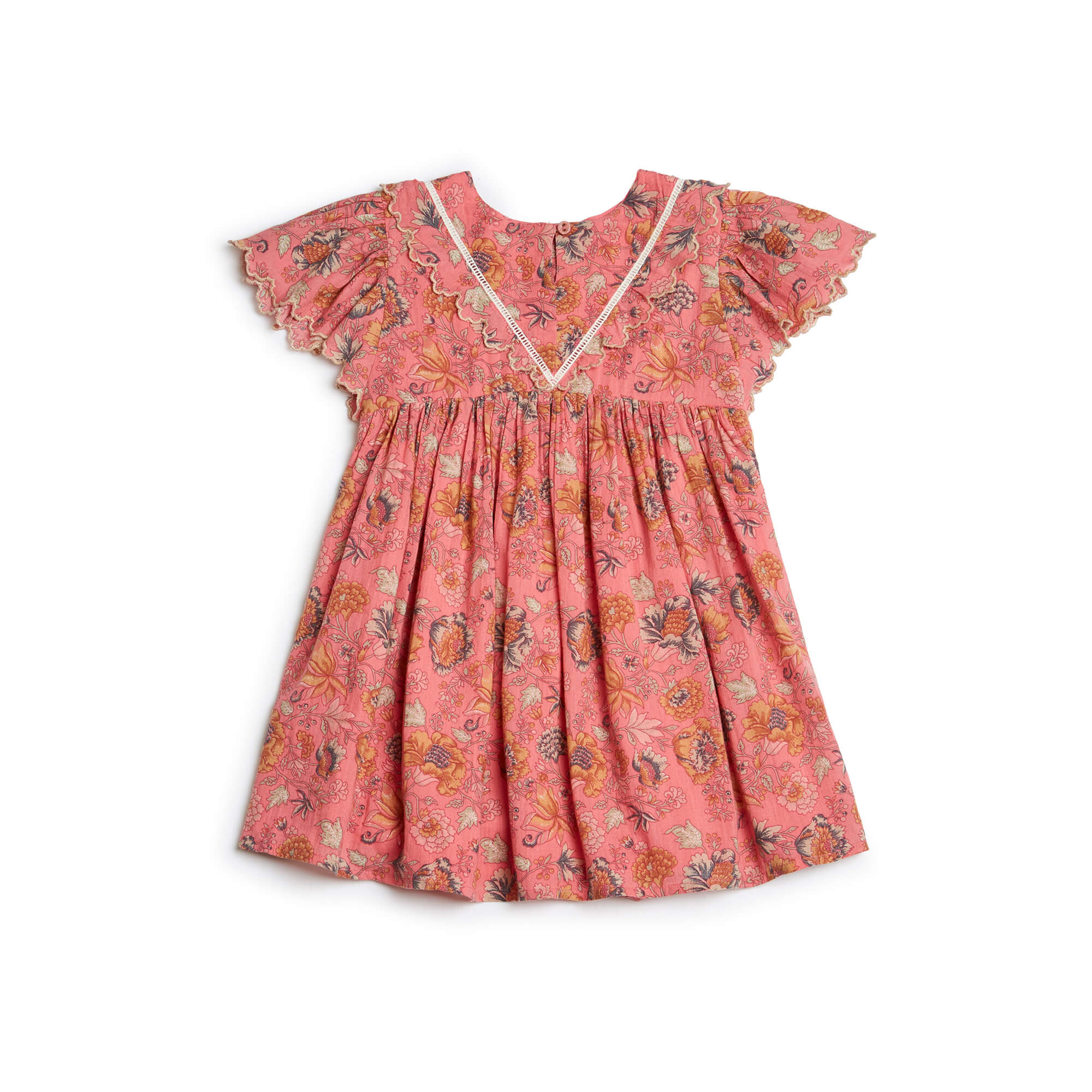 Girls Pink Flower Cotton Dress
