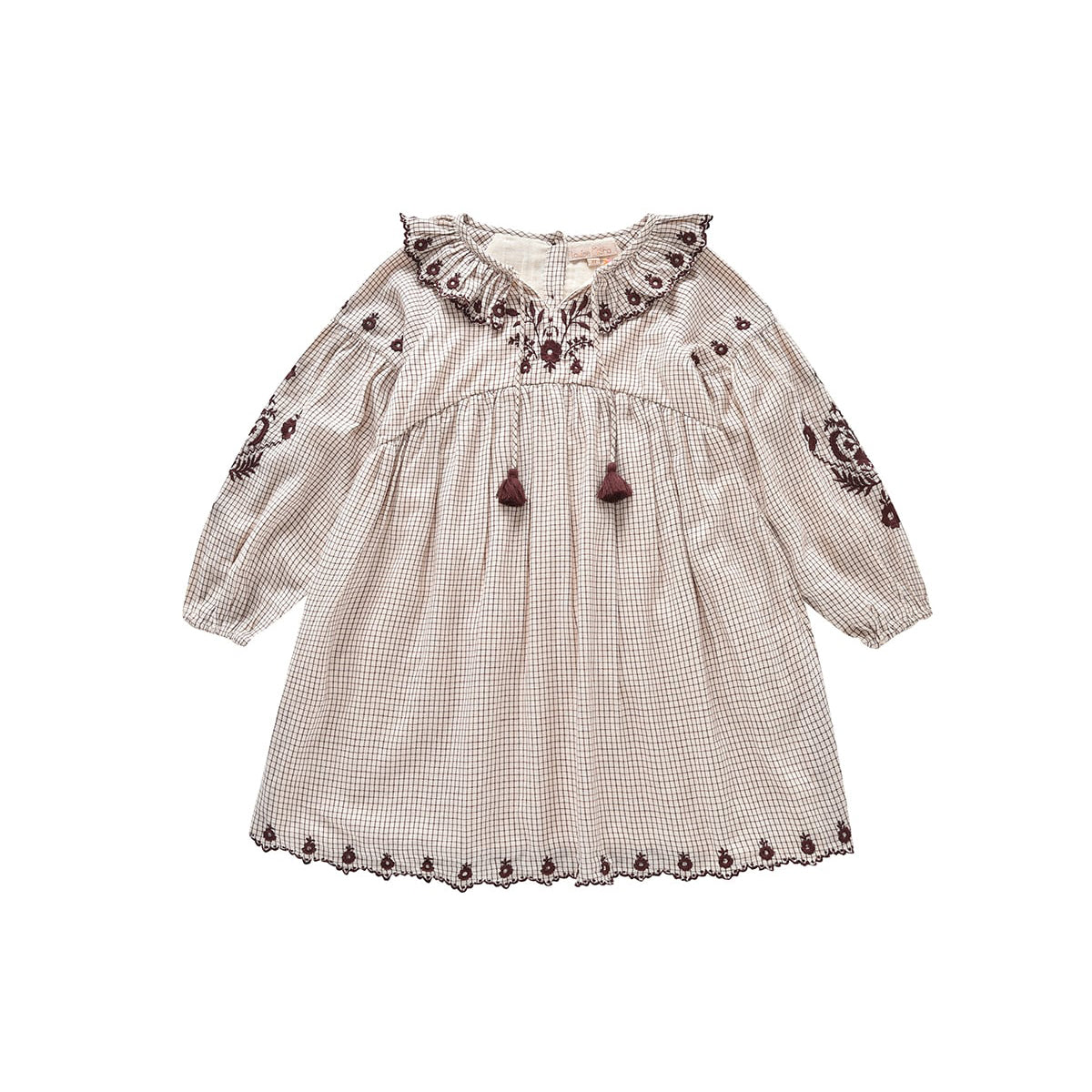 Girls Cream Check Cotton Dress