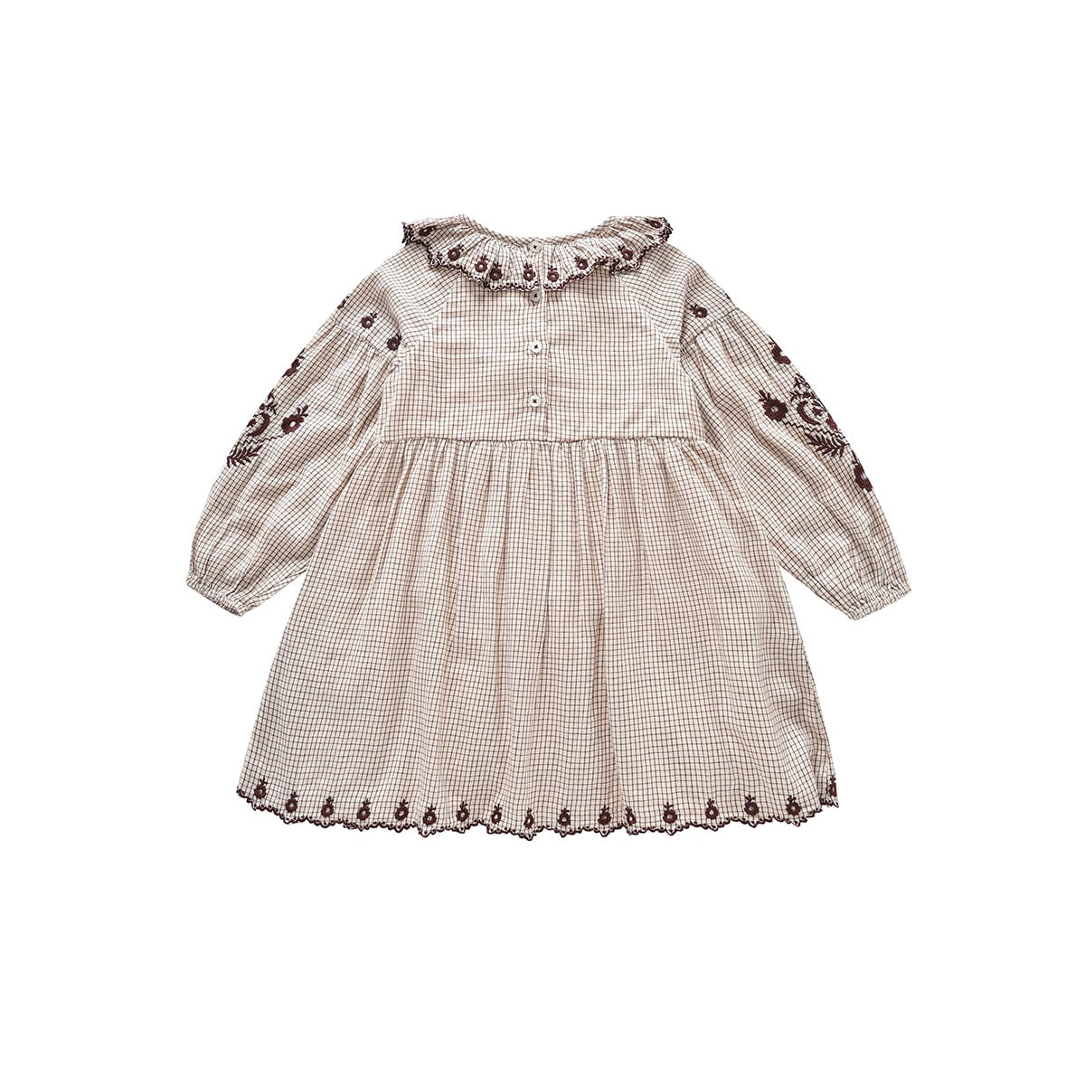 Girls Cream Check Cotton Dress