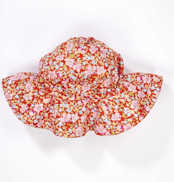 Baby Girls Red Gerbera Cotton Hat