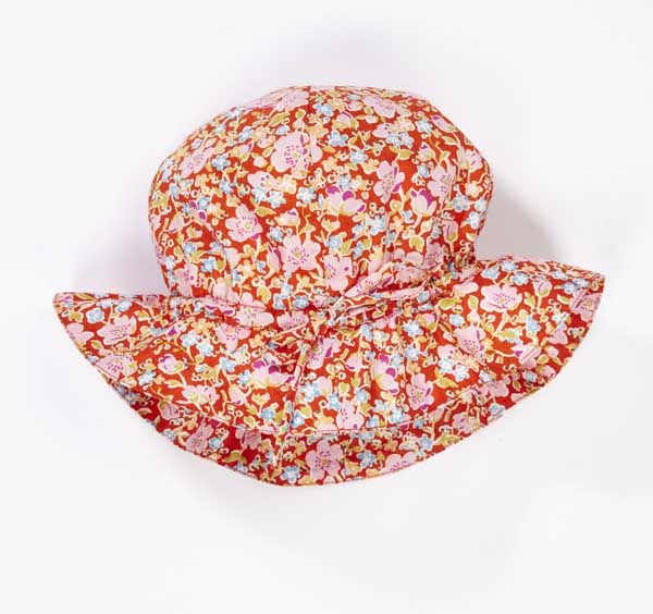 Girls Red Printing Floral Cotton Hat