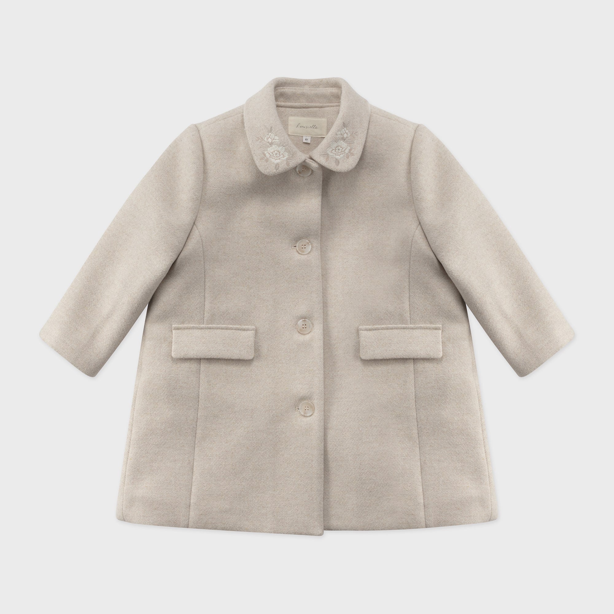 Girls Beige Wool Coat