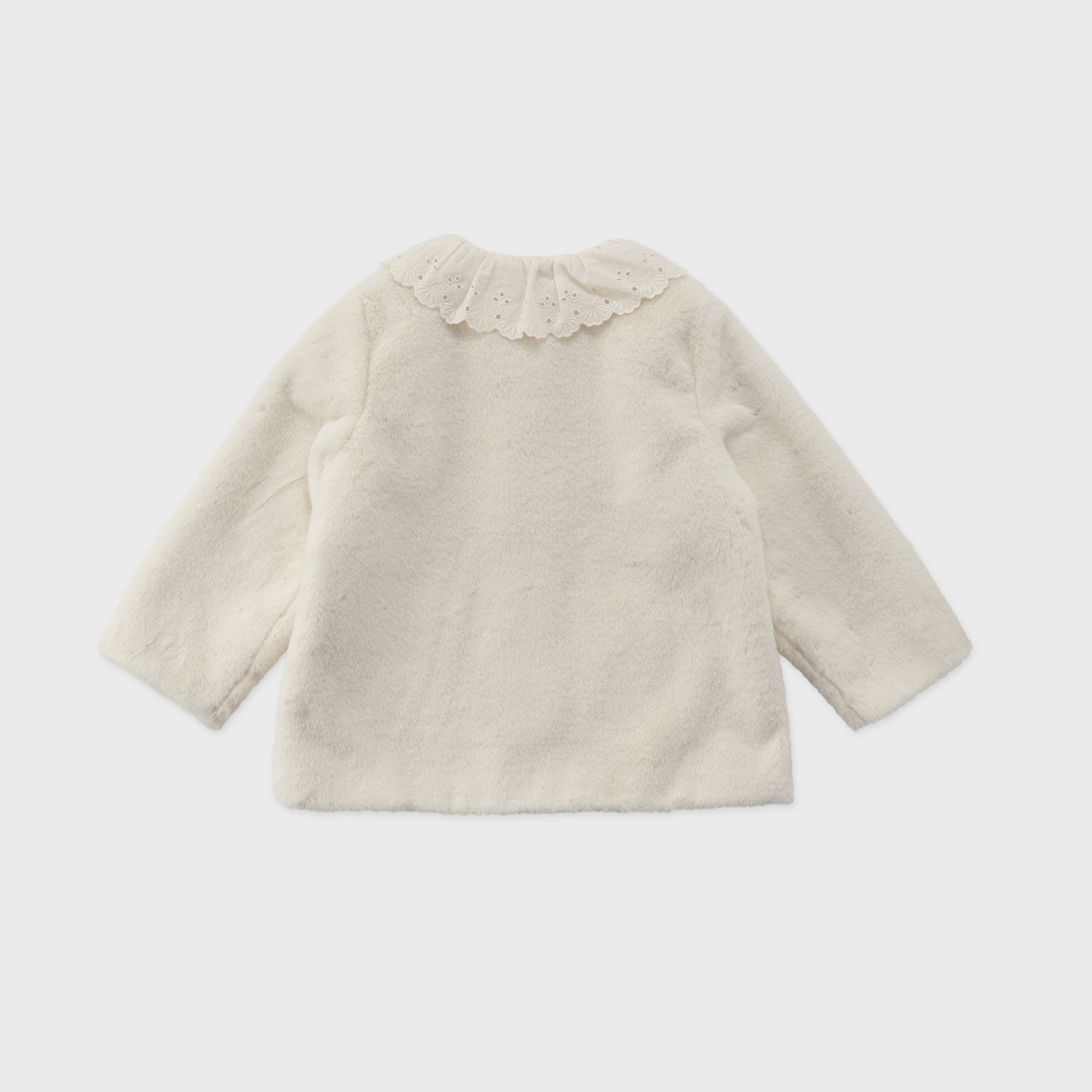 Girls White Faux-Fur Coat