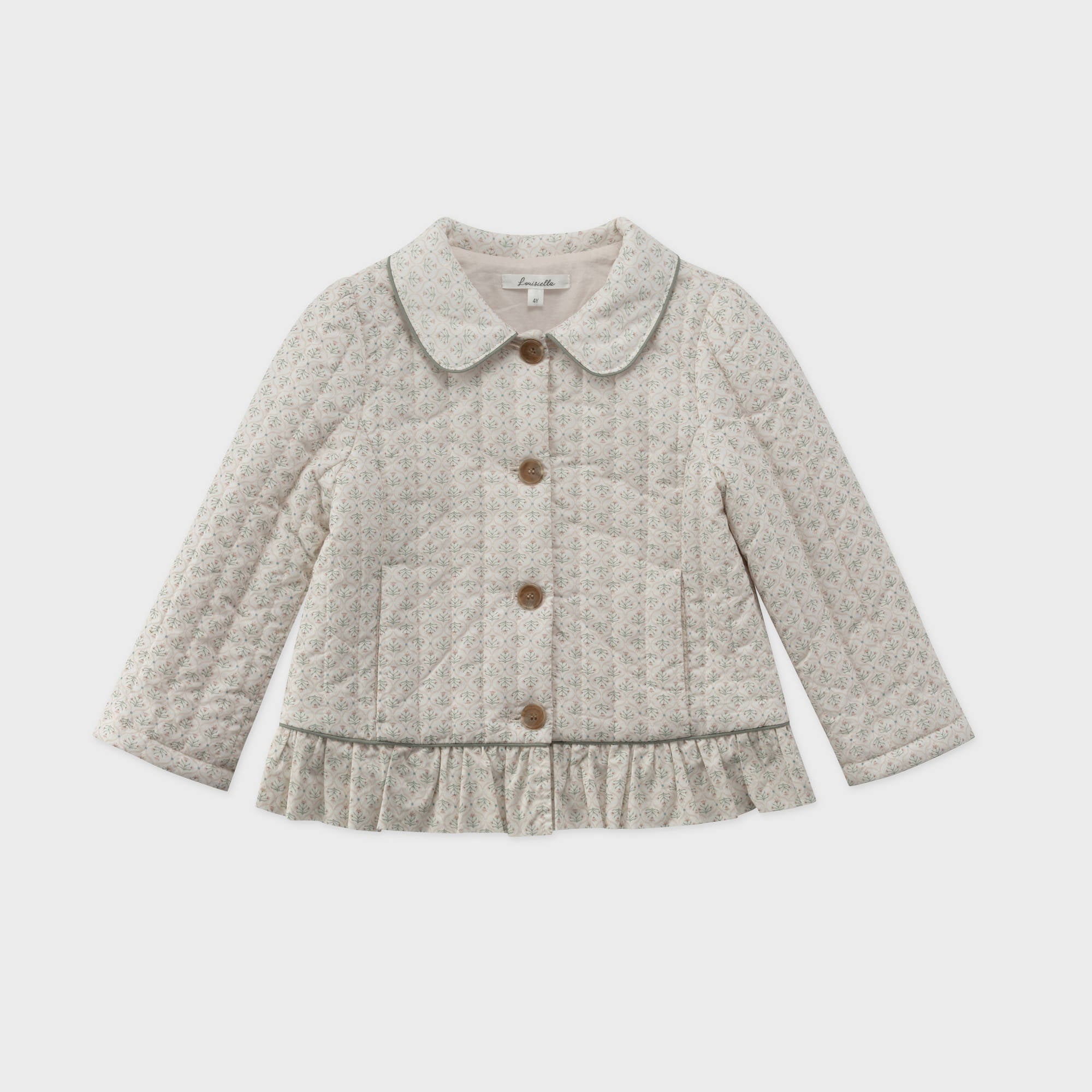 Girls Light Pink Floral Padded Jacket