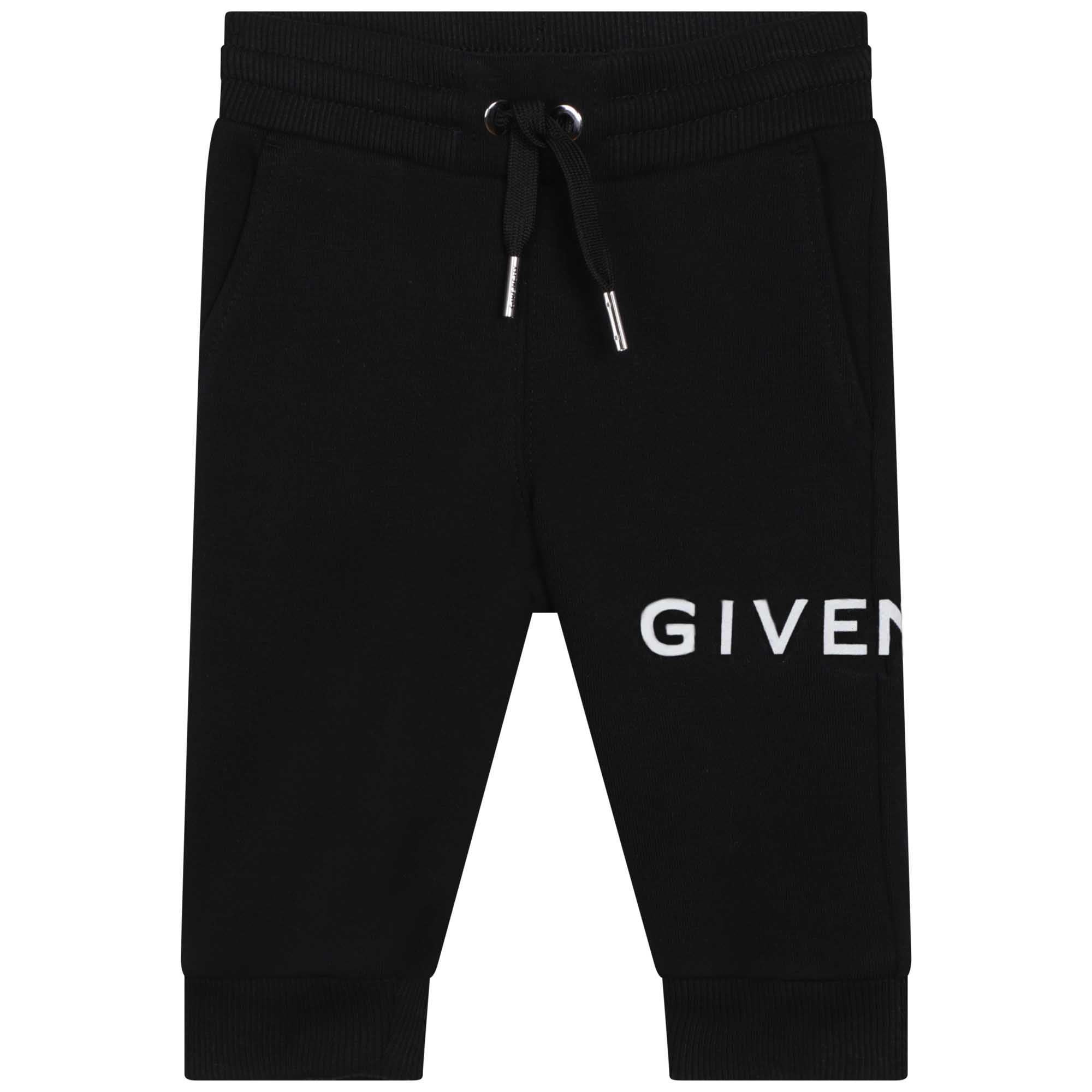 Baby Boys Black Logo Cotton Trousers