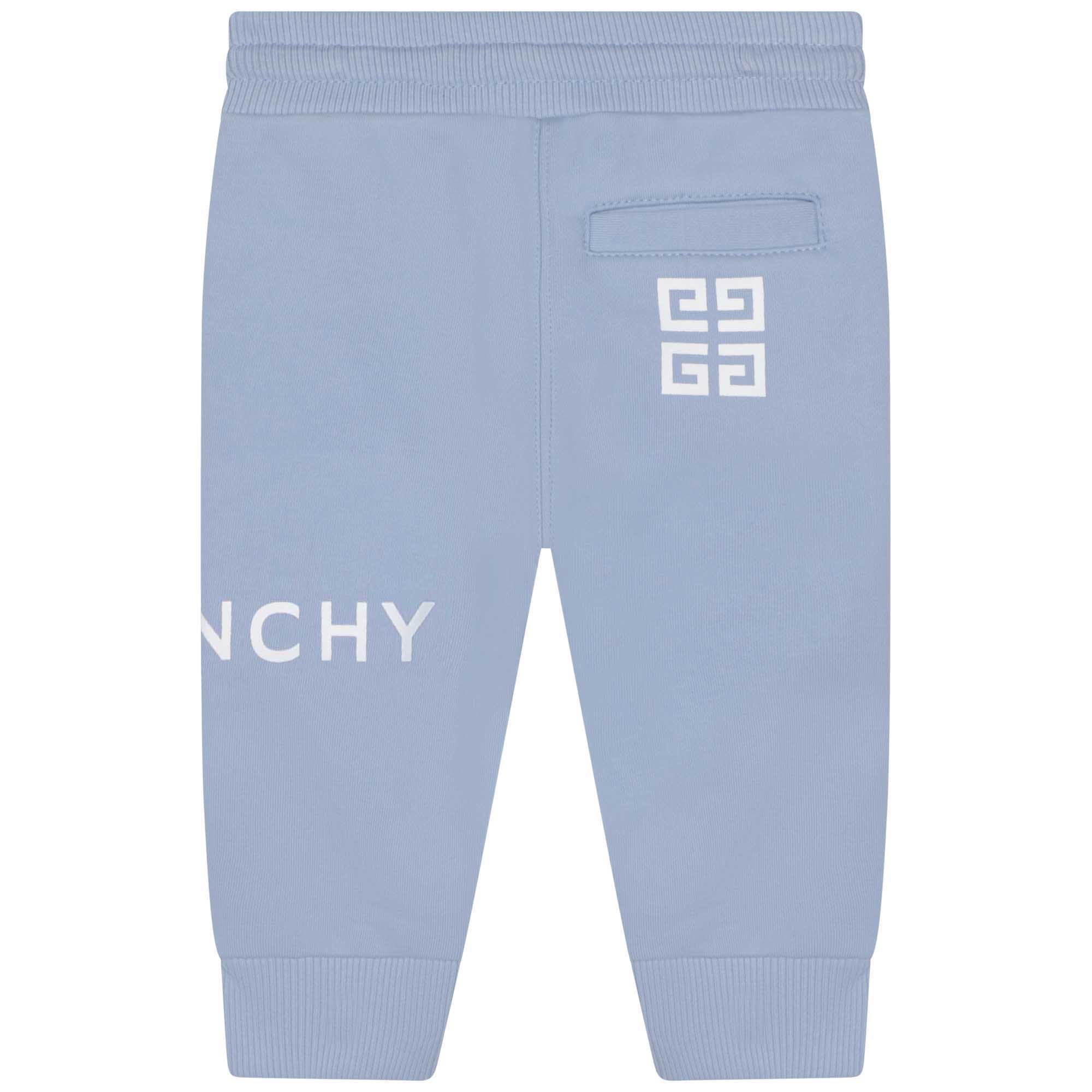 Baby Boys Blue Logo Cotton Trousers