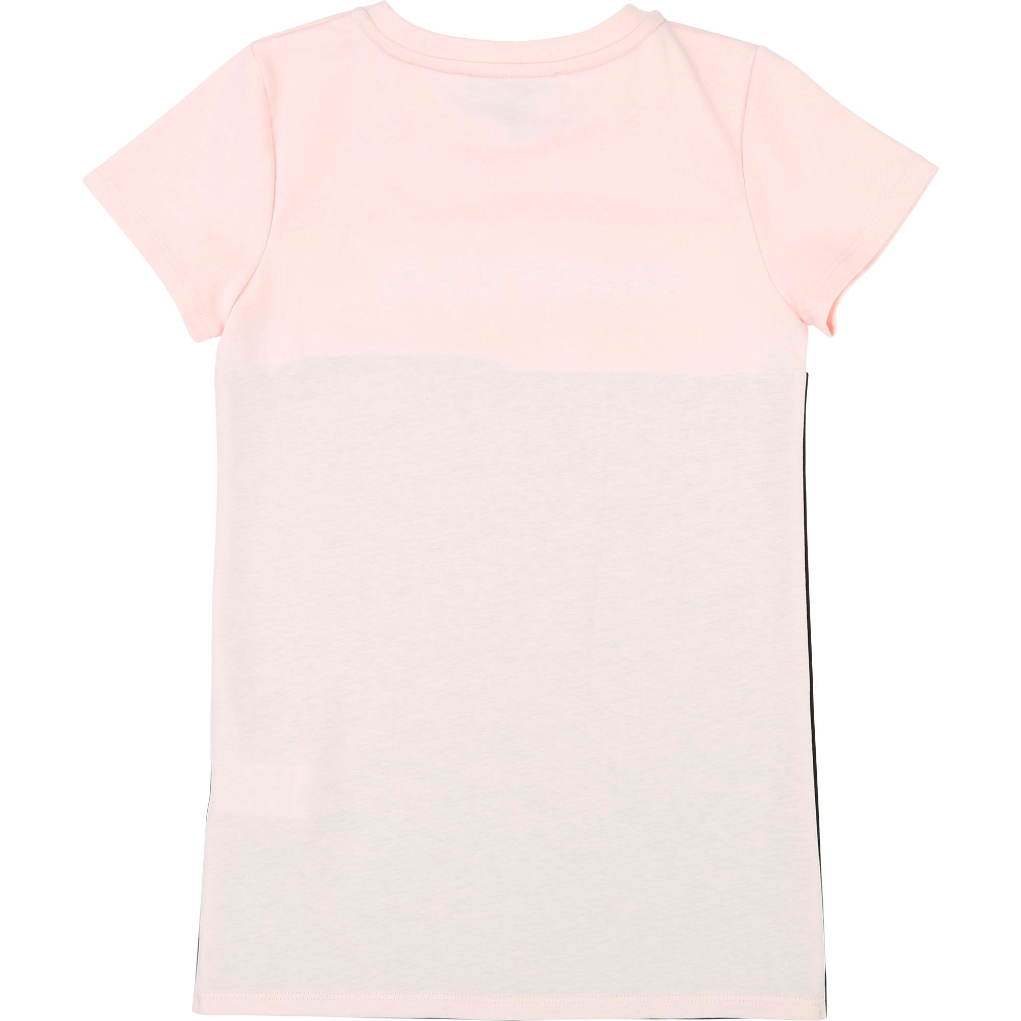 Girls Pink & Black Cotton T-shirt