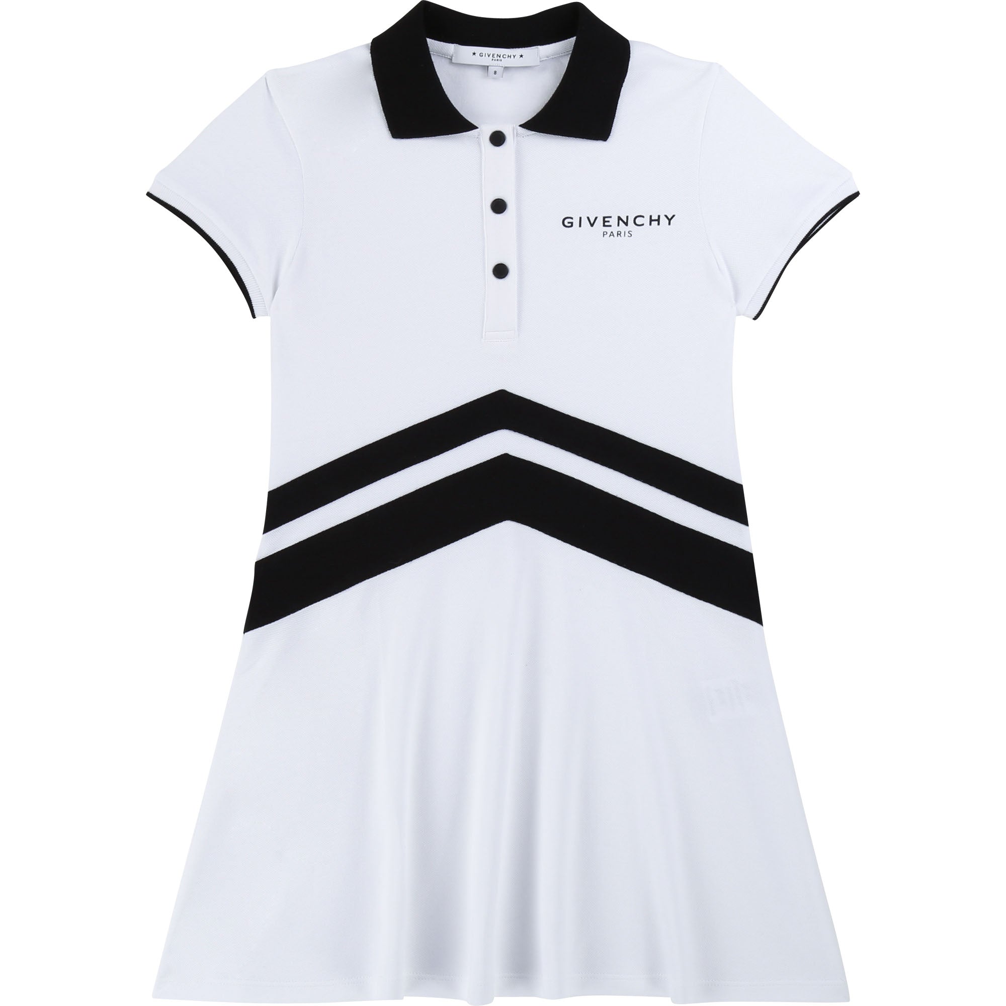 Girls White & Black Cotton Dress