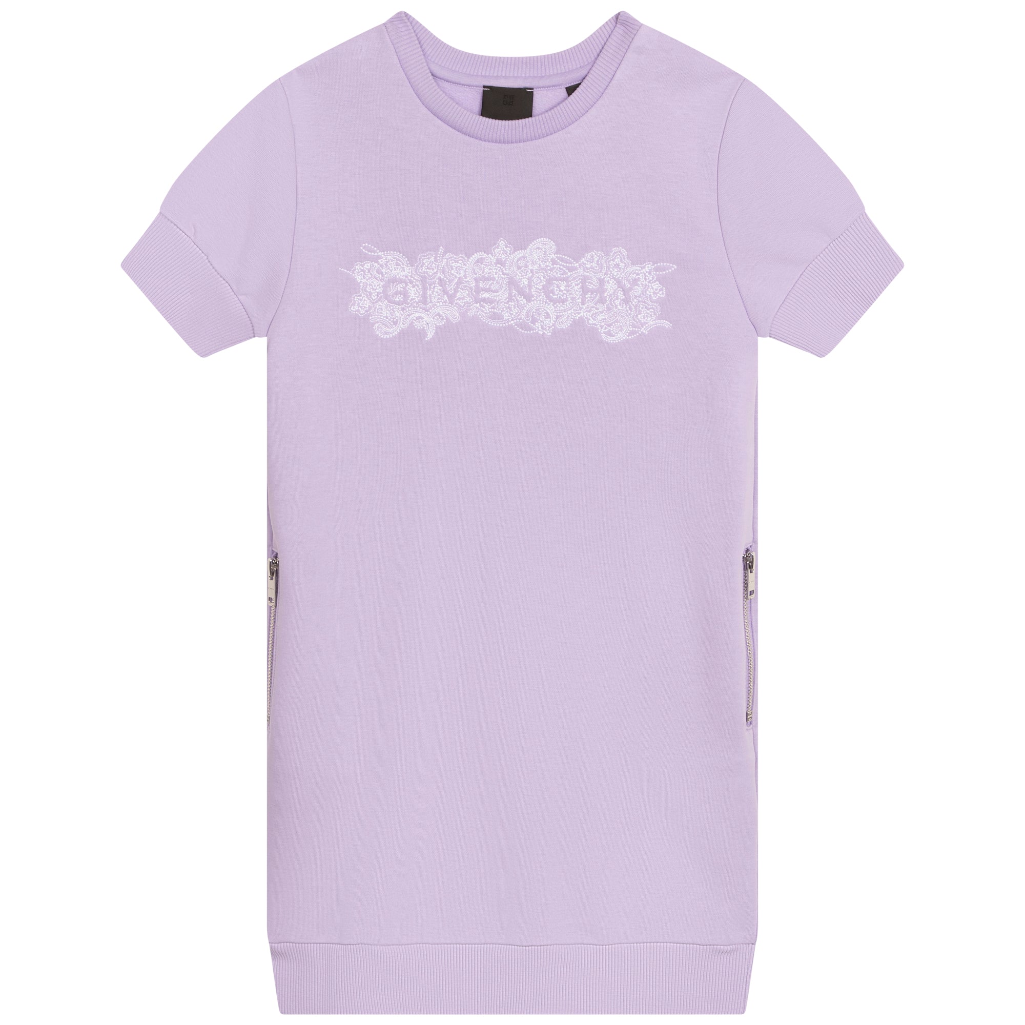 Girls Light Violet Logo Cotton Dress