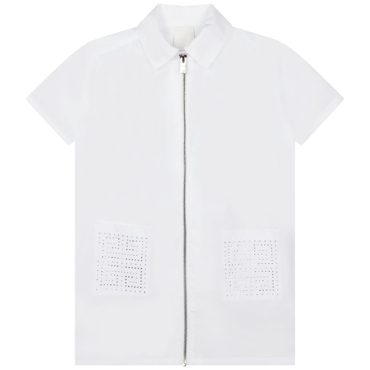 Girls White Zip-Up Dress