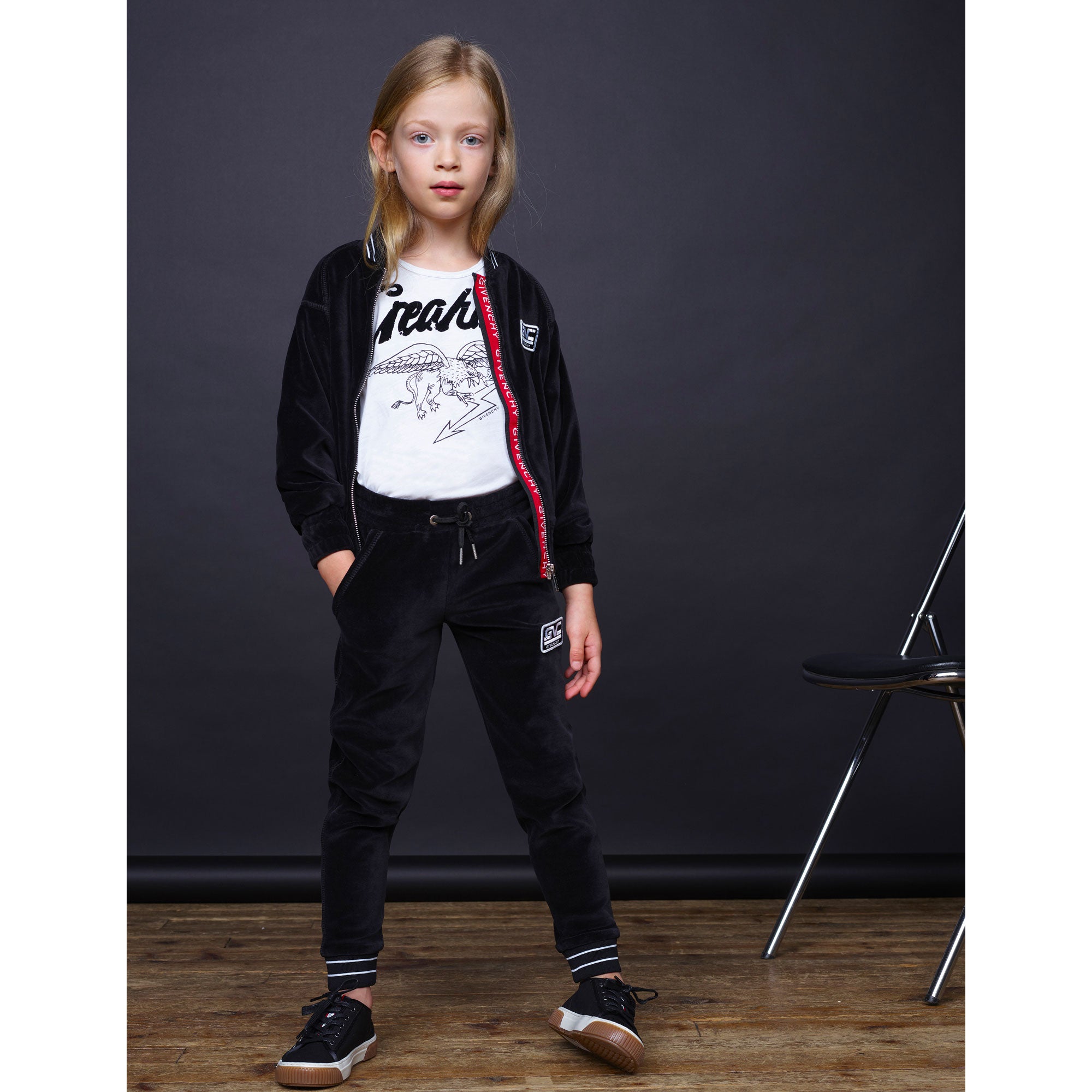 Girls Black Cotton Trousers