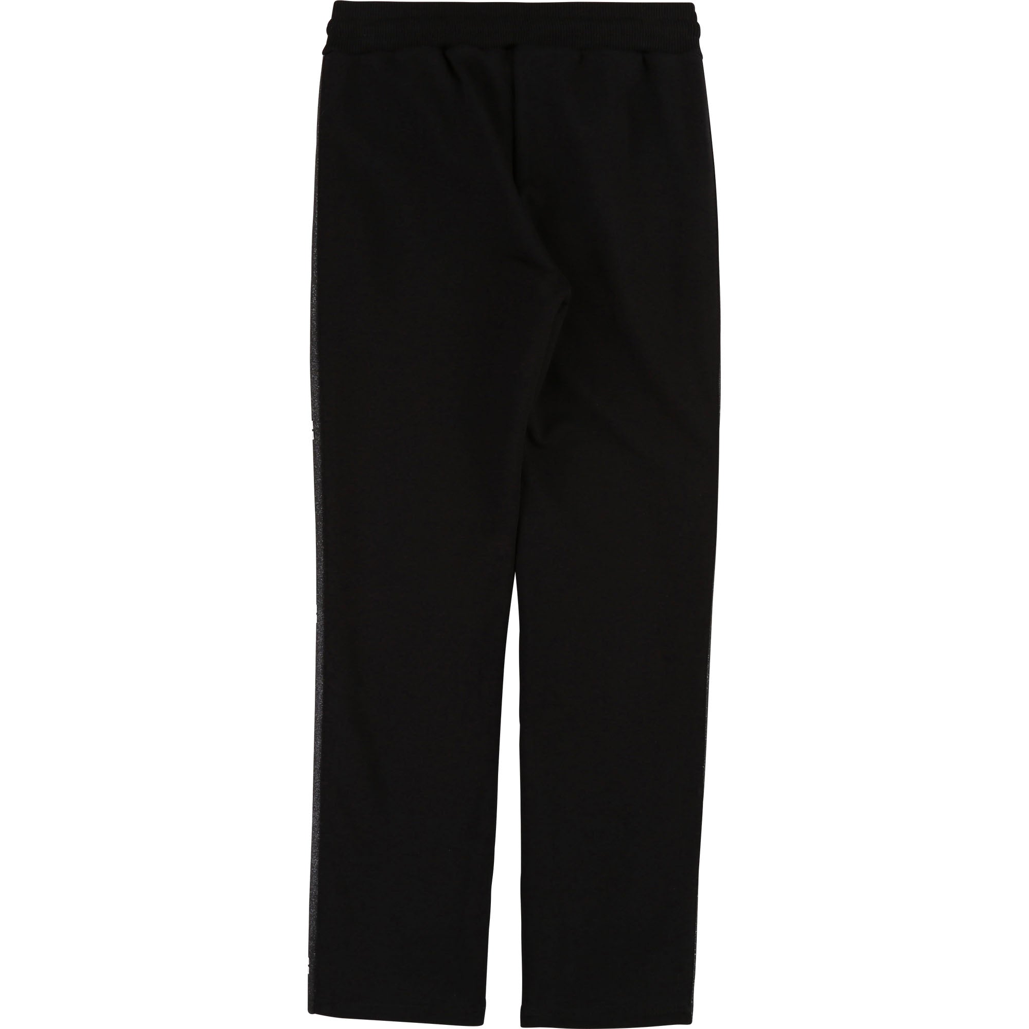Girls Black Drawstring Logo Cotton Trousers
