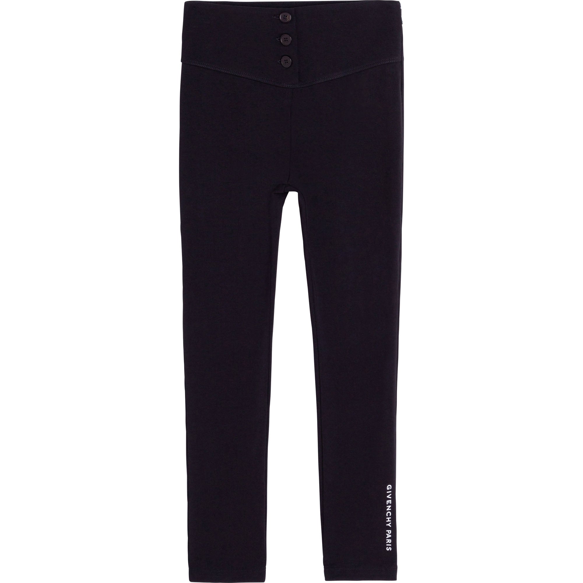 Girls Black Logo Cotton Leggings