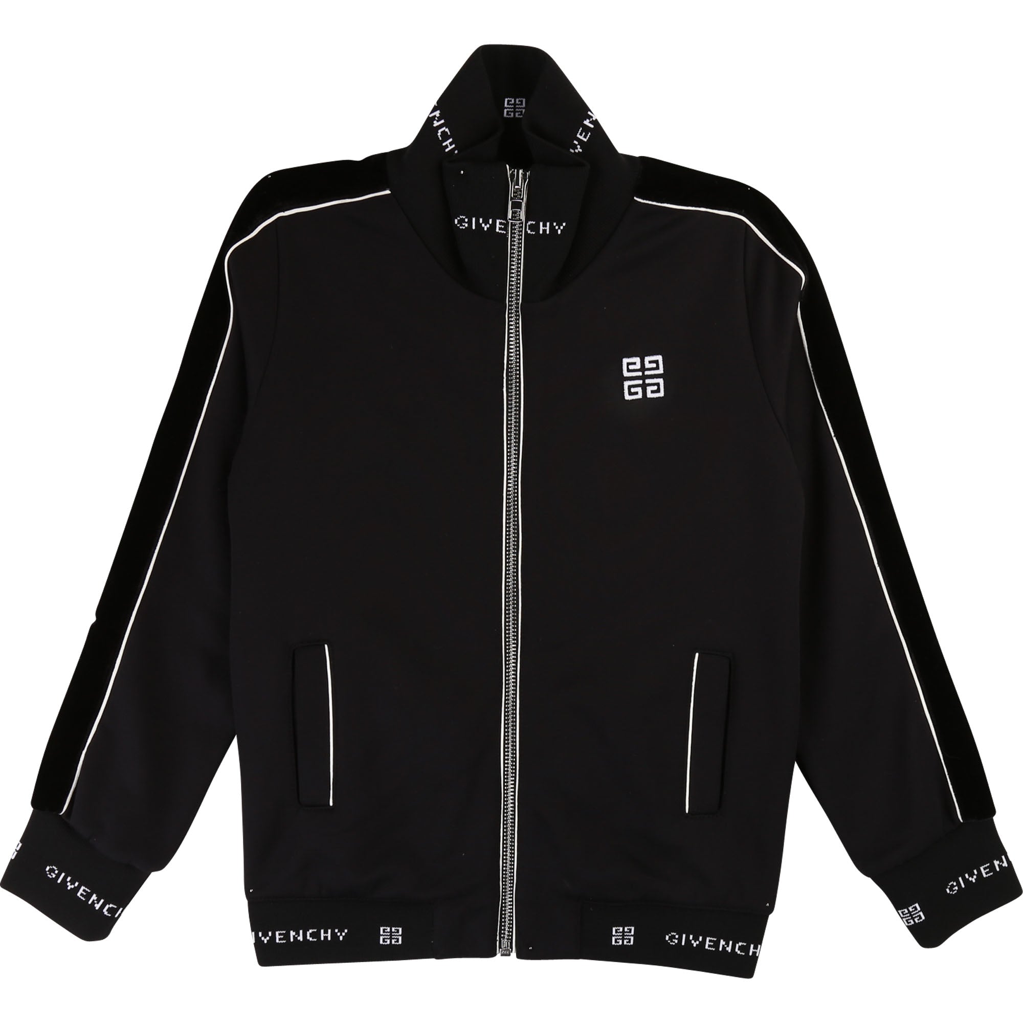 Girls Black Logo Zip Coat