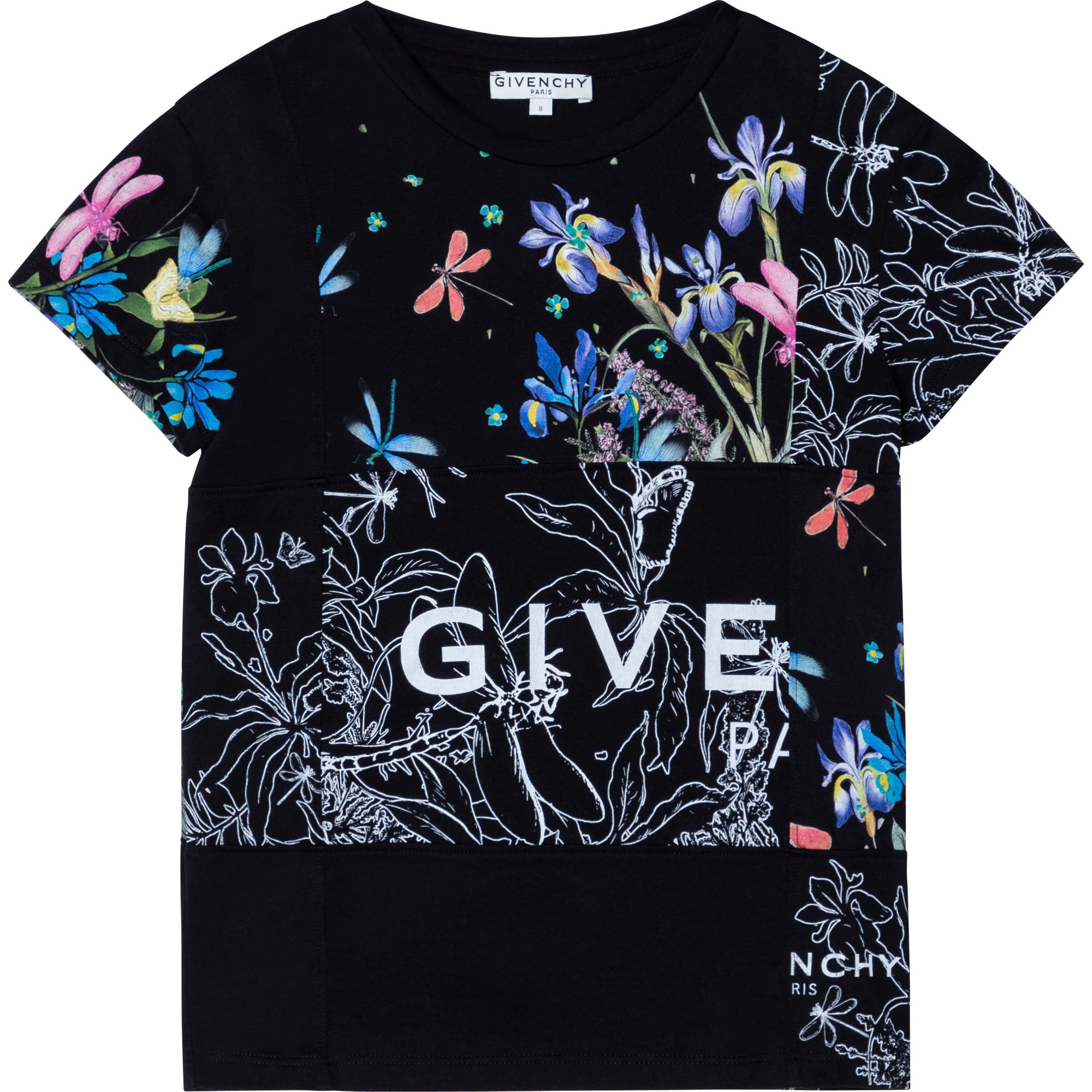Girls Black Printing Cotton T-Shirt