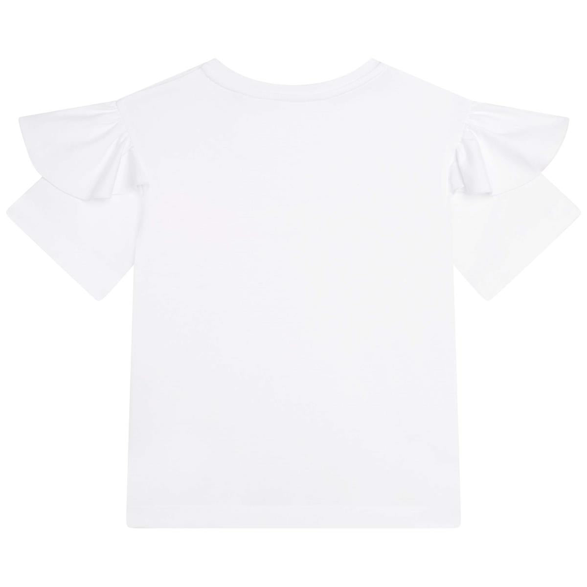 Girls White Logo Cotton T-Shirt