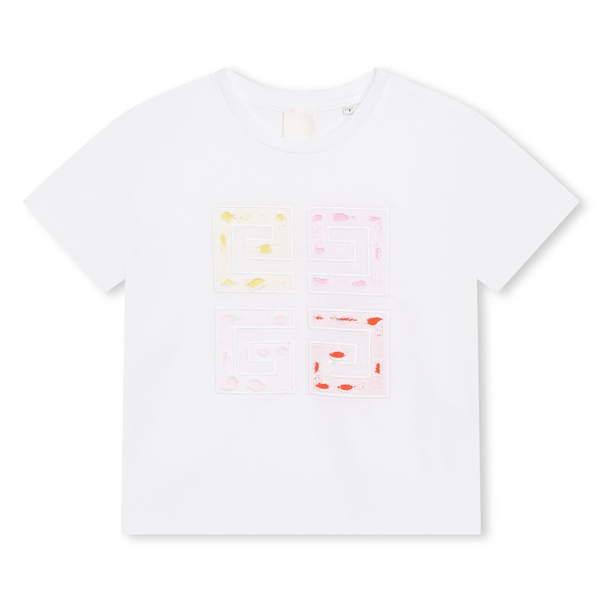 Girls White Cotton T-Shirt