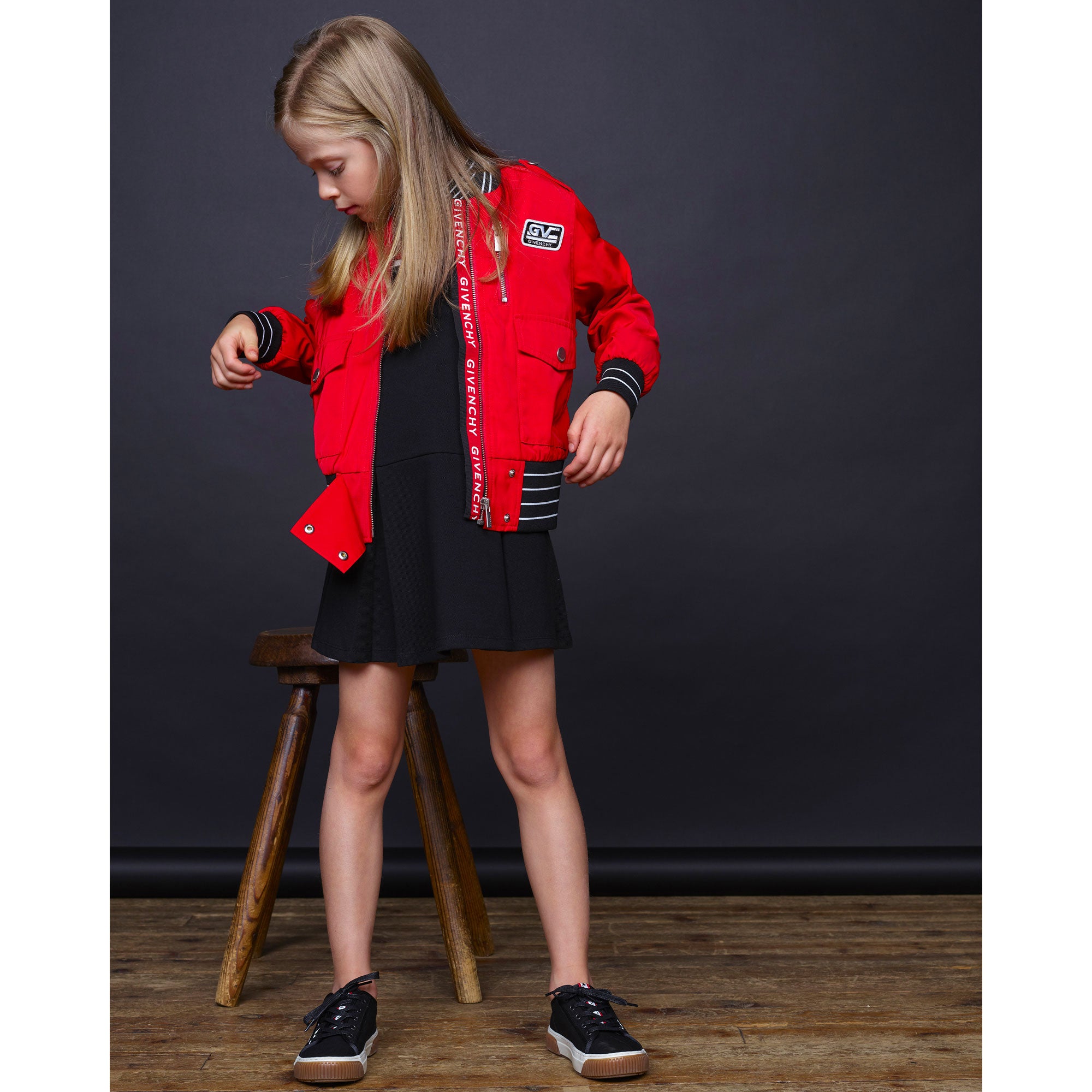 Girls Red & Black Coat