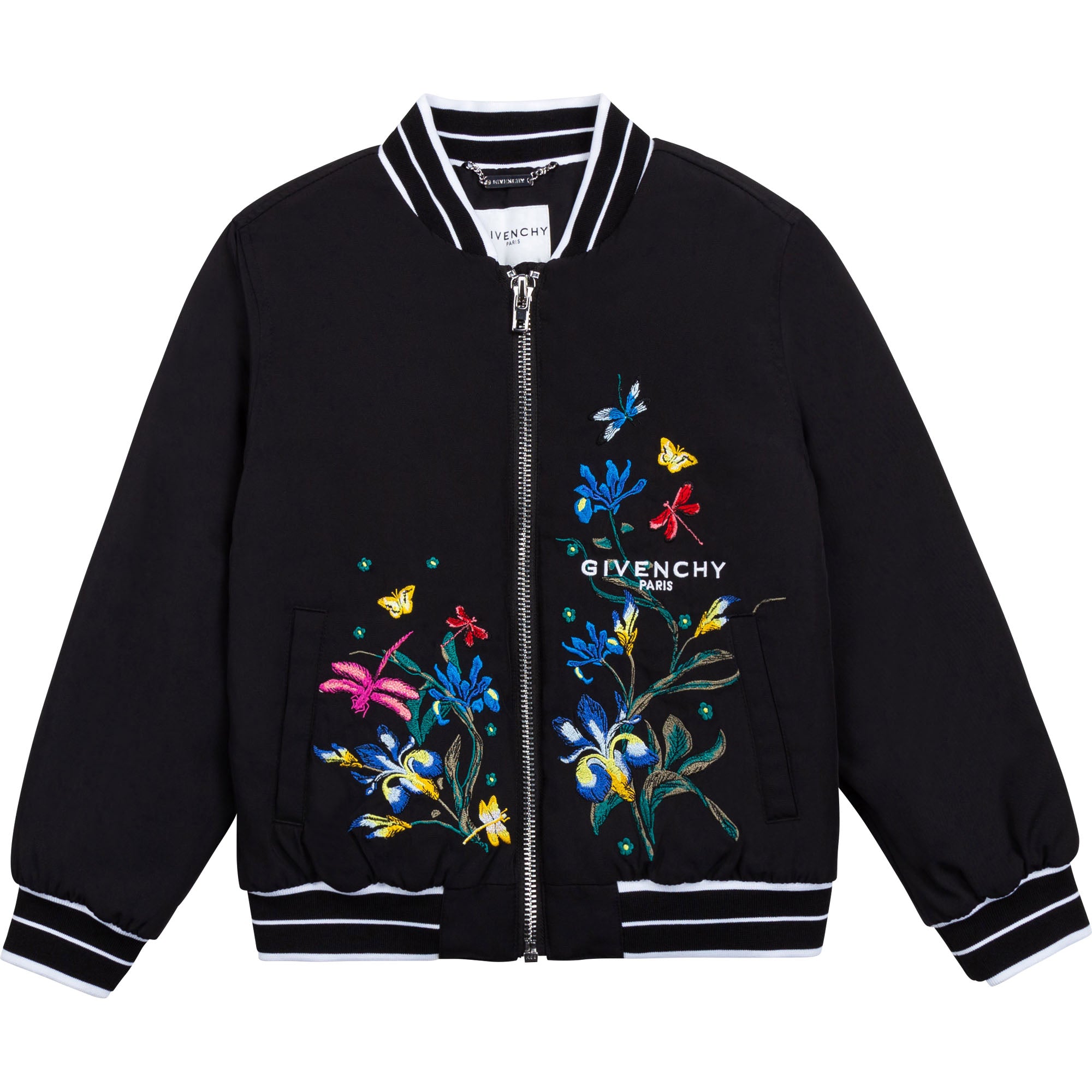 Girls Black Flowers Jacket
