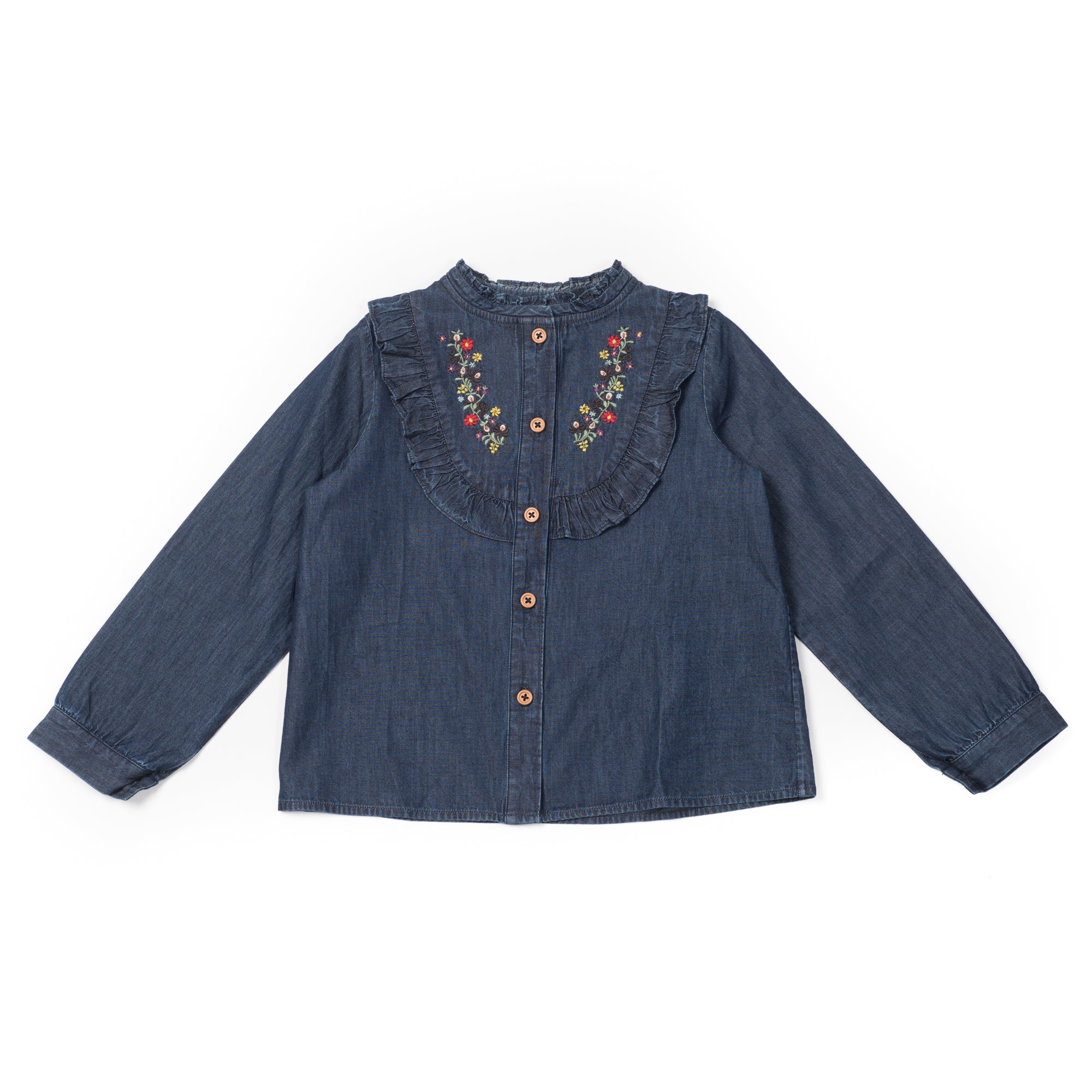 Girls Chambray Embroidery Shirt