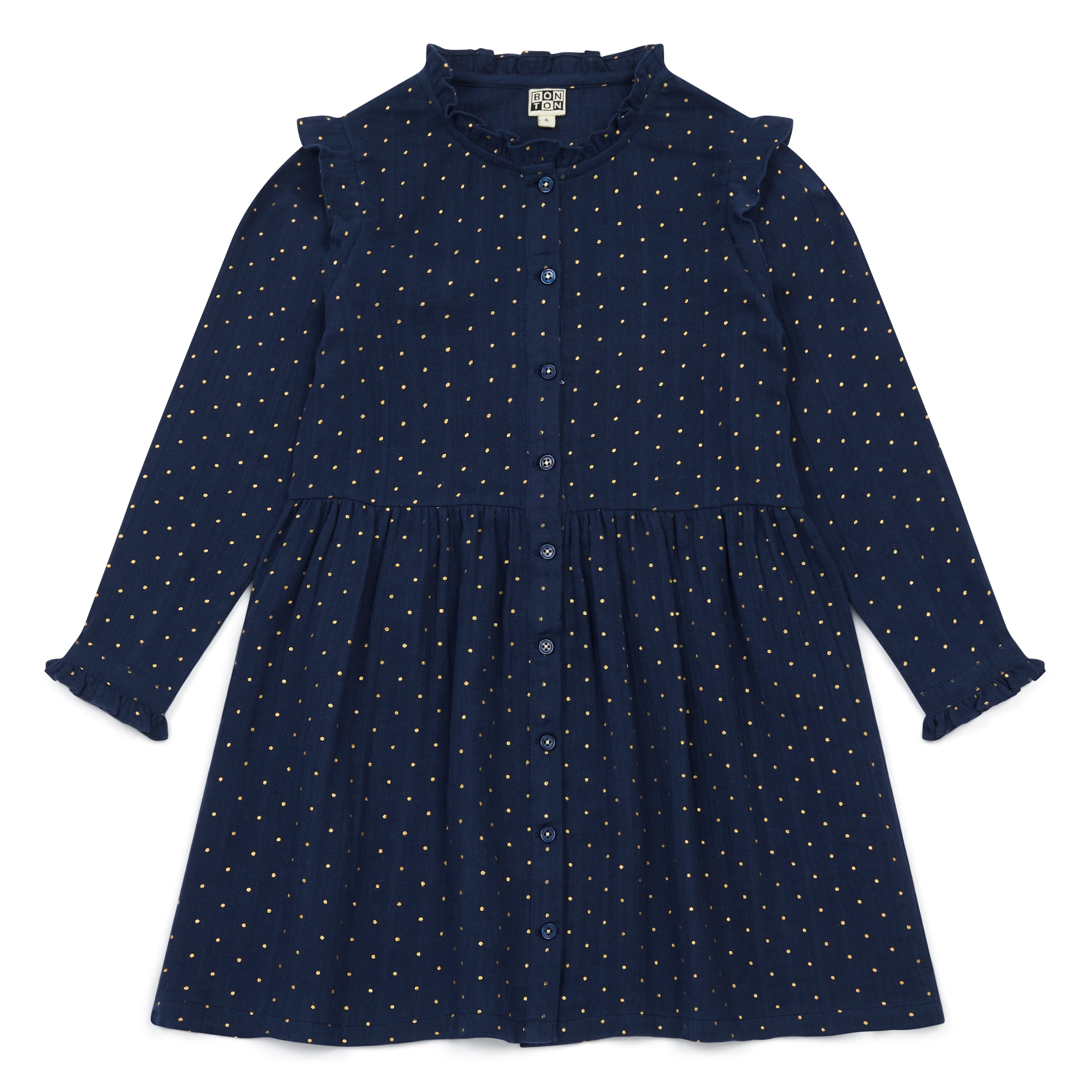 Girls Blue Printing Dots Cotton Dress