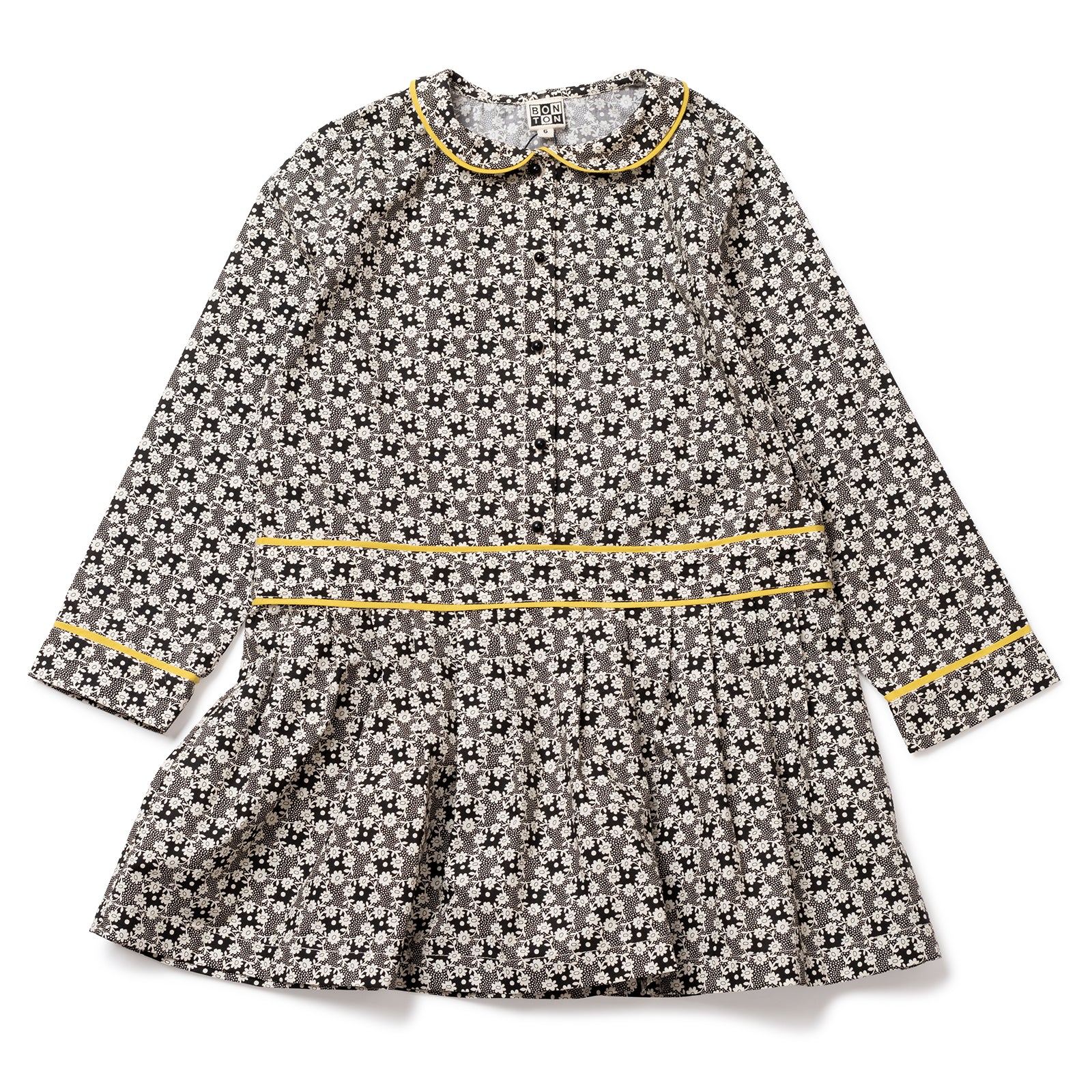 Girls Noir Passepoil Cotton Dress