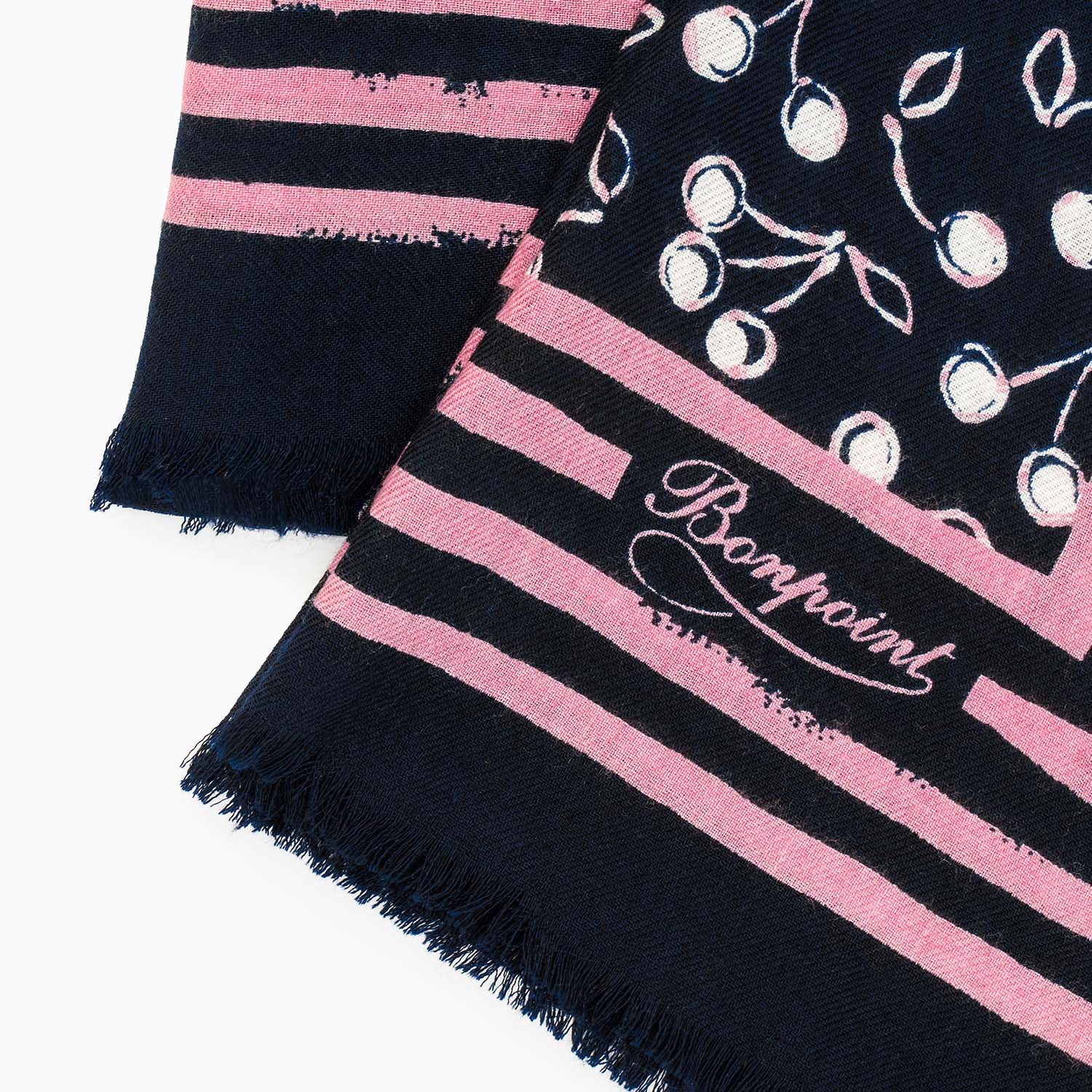 Girls Navy Cherry Scarf