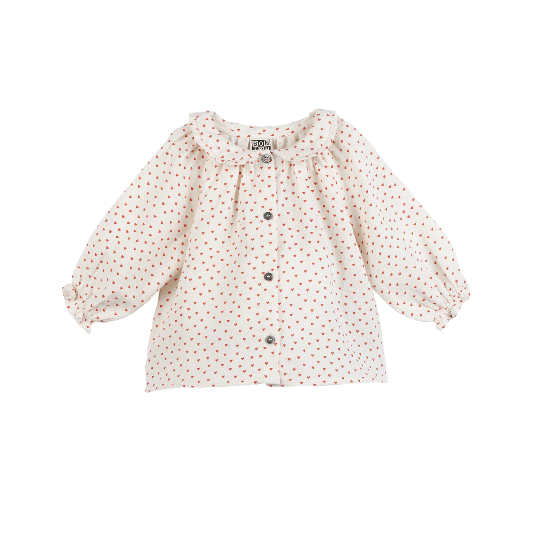 Baby Girls White Heart Cotton Shirt