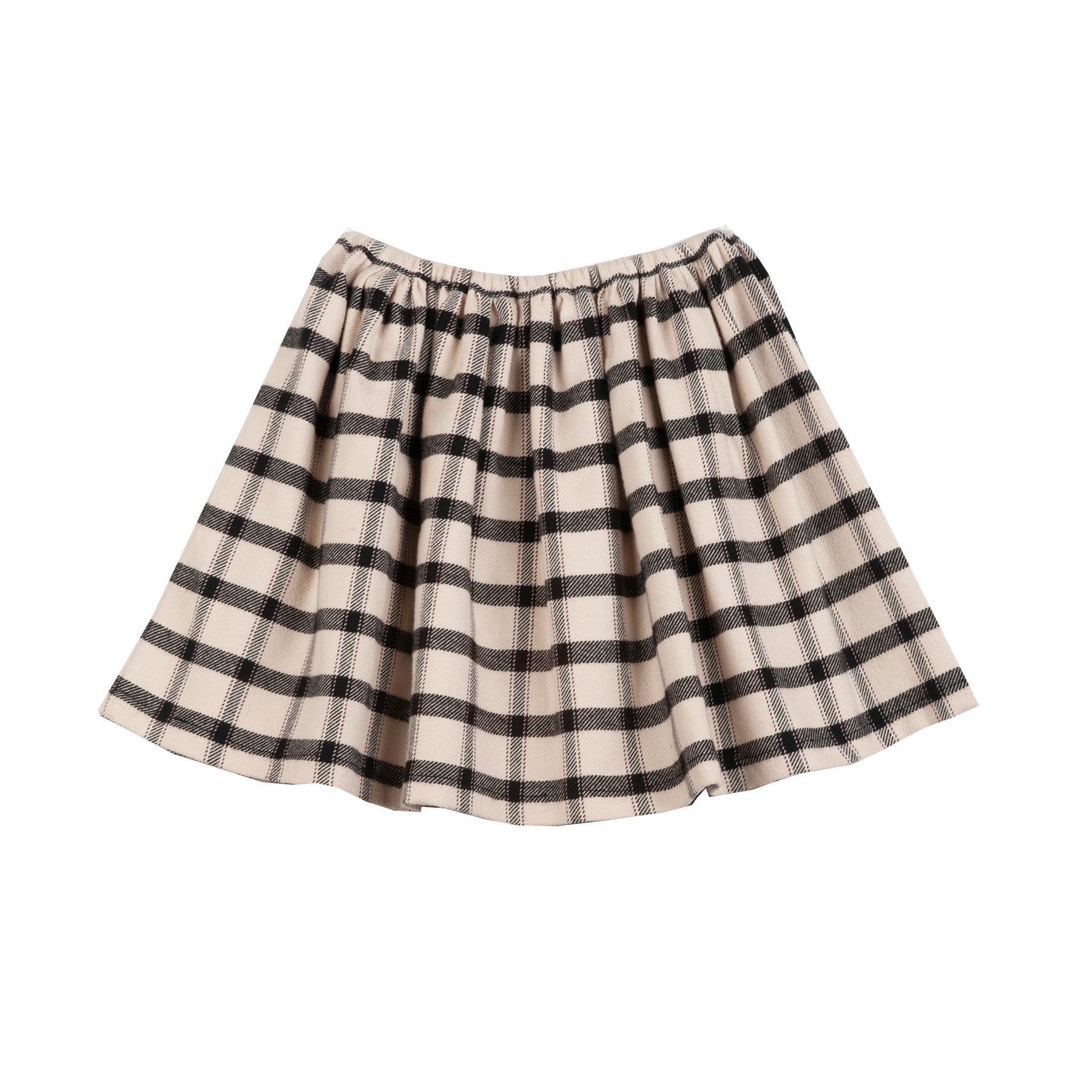 Girls Beige Check Cotton Skirt