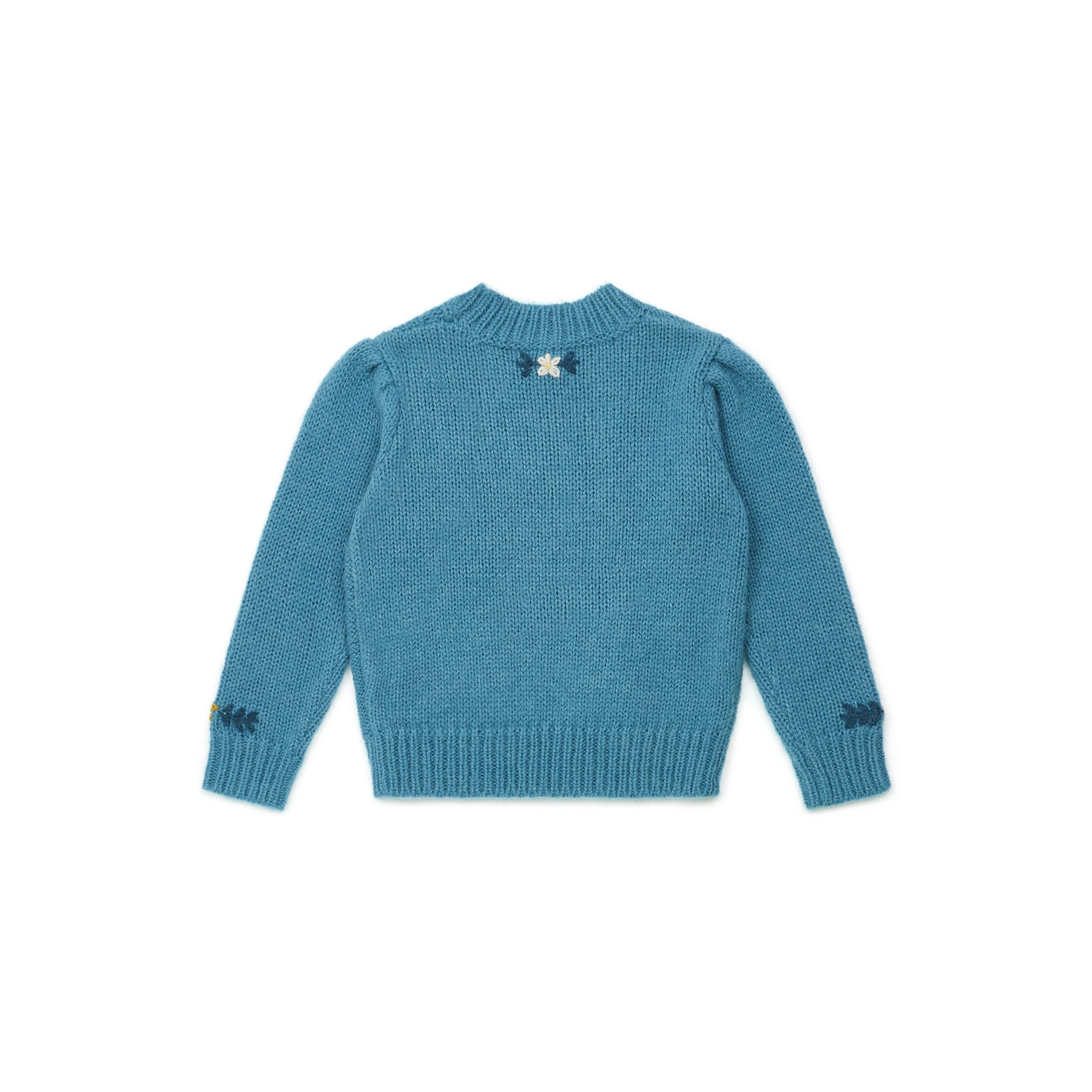 Girls Blue Embroidered Sweater