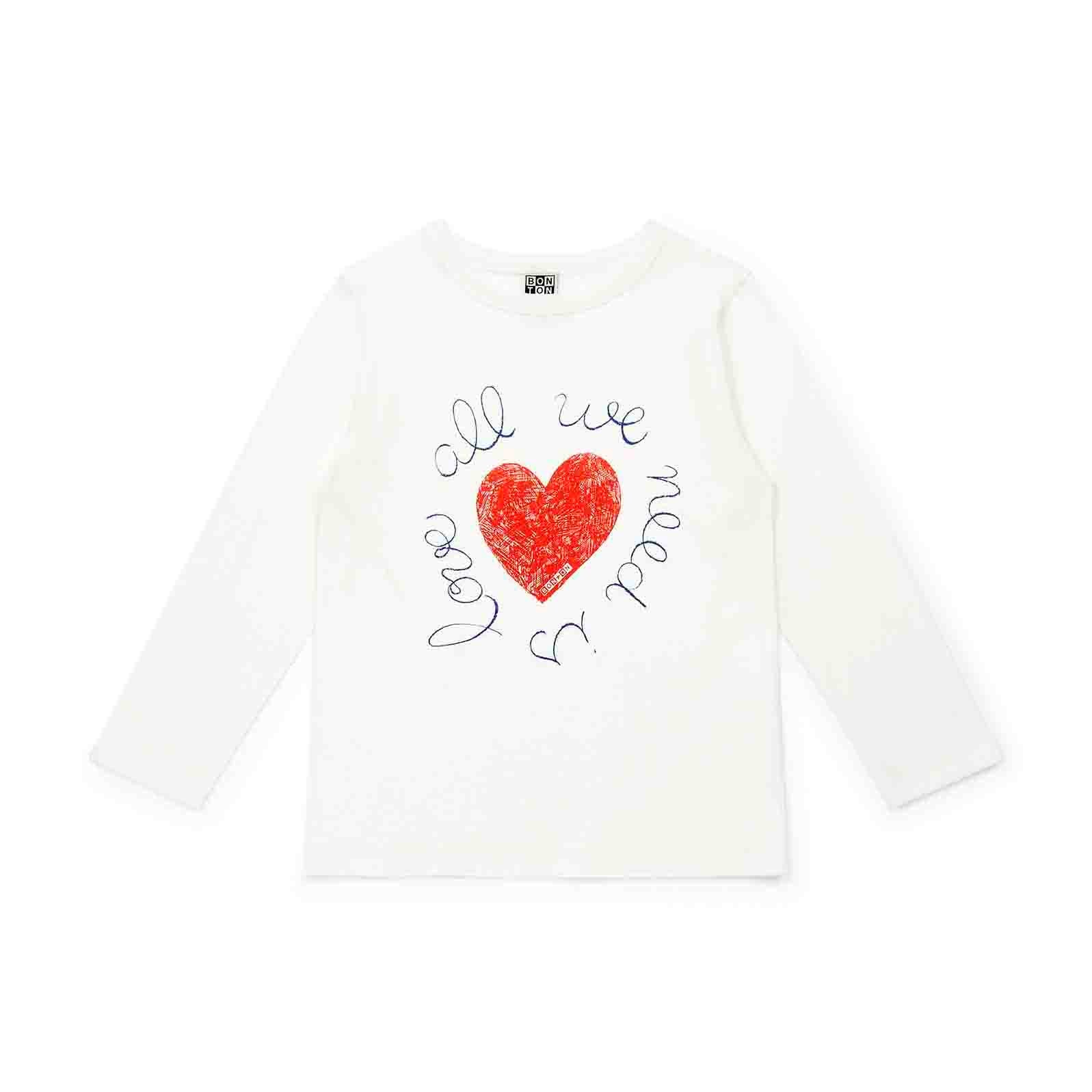 Girls White Printed Cotton T-Shirt