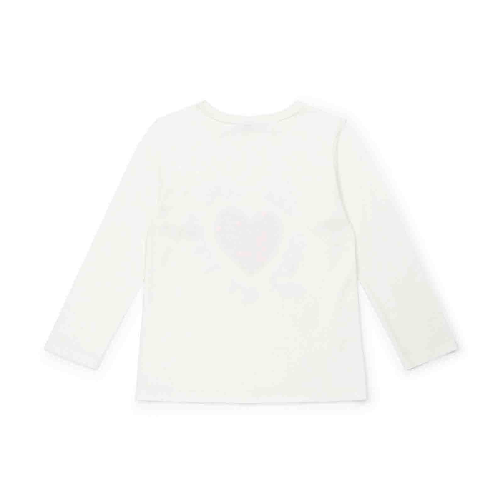 Girls White Printed Cotton T-Shirt