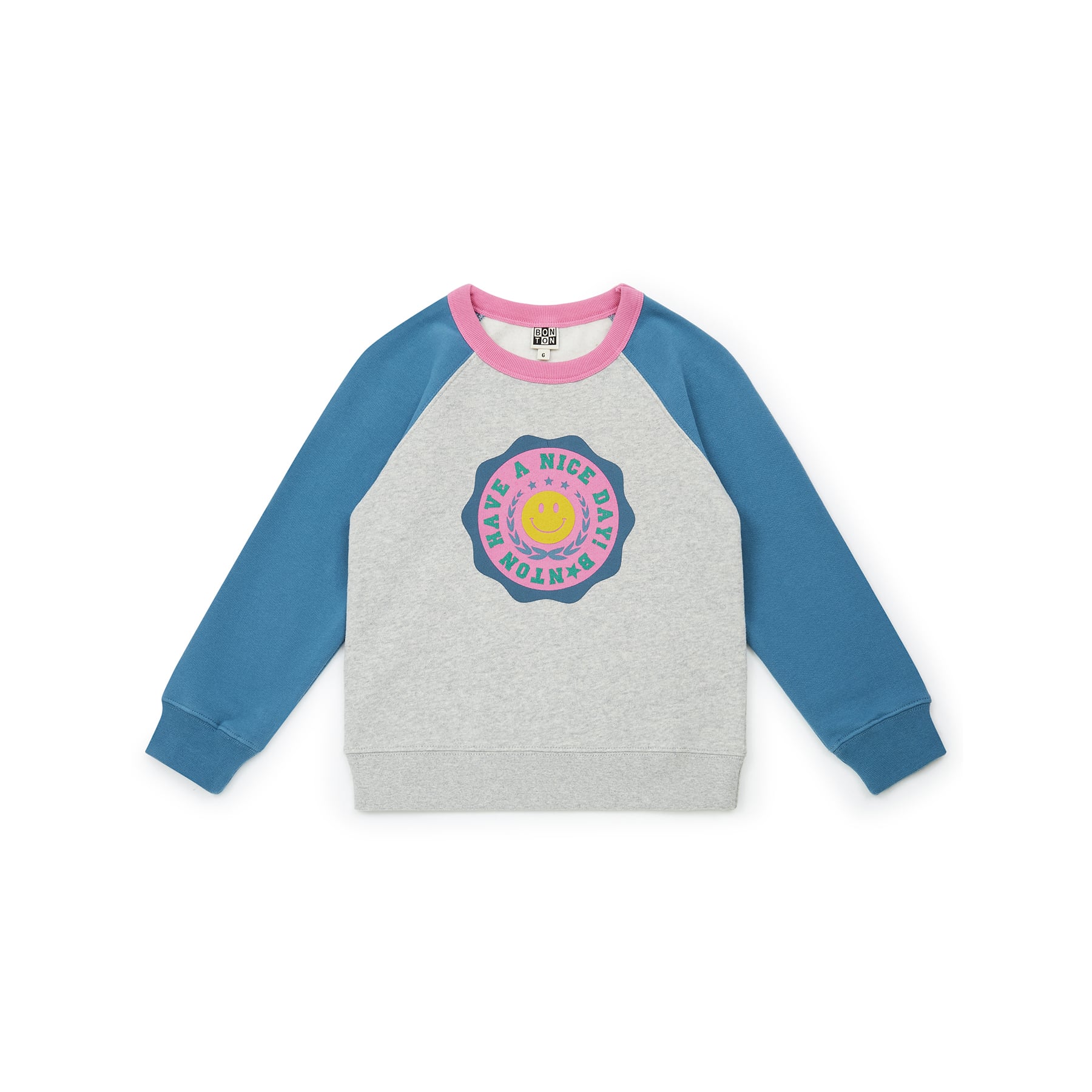 Girls Blue Printed Cotton Sweatshirt
