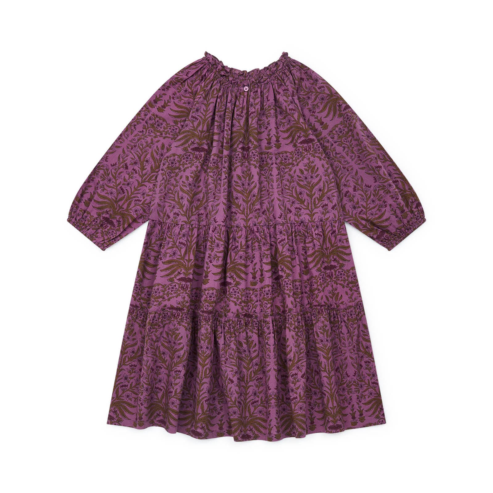 Girls Purple Printed Cotton Dress