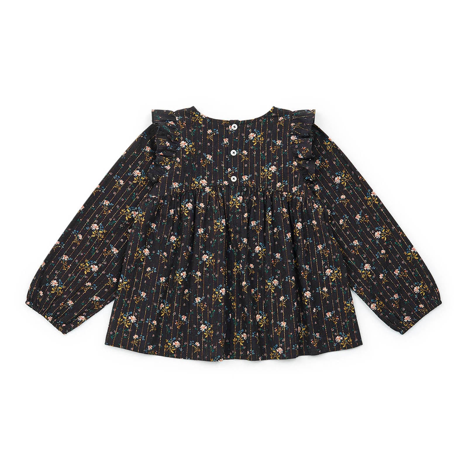 Girls Dark Grey Floral Glitter Shirt