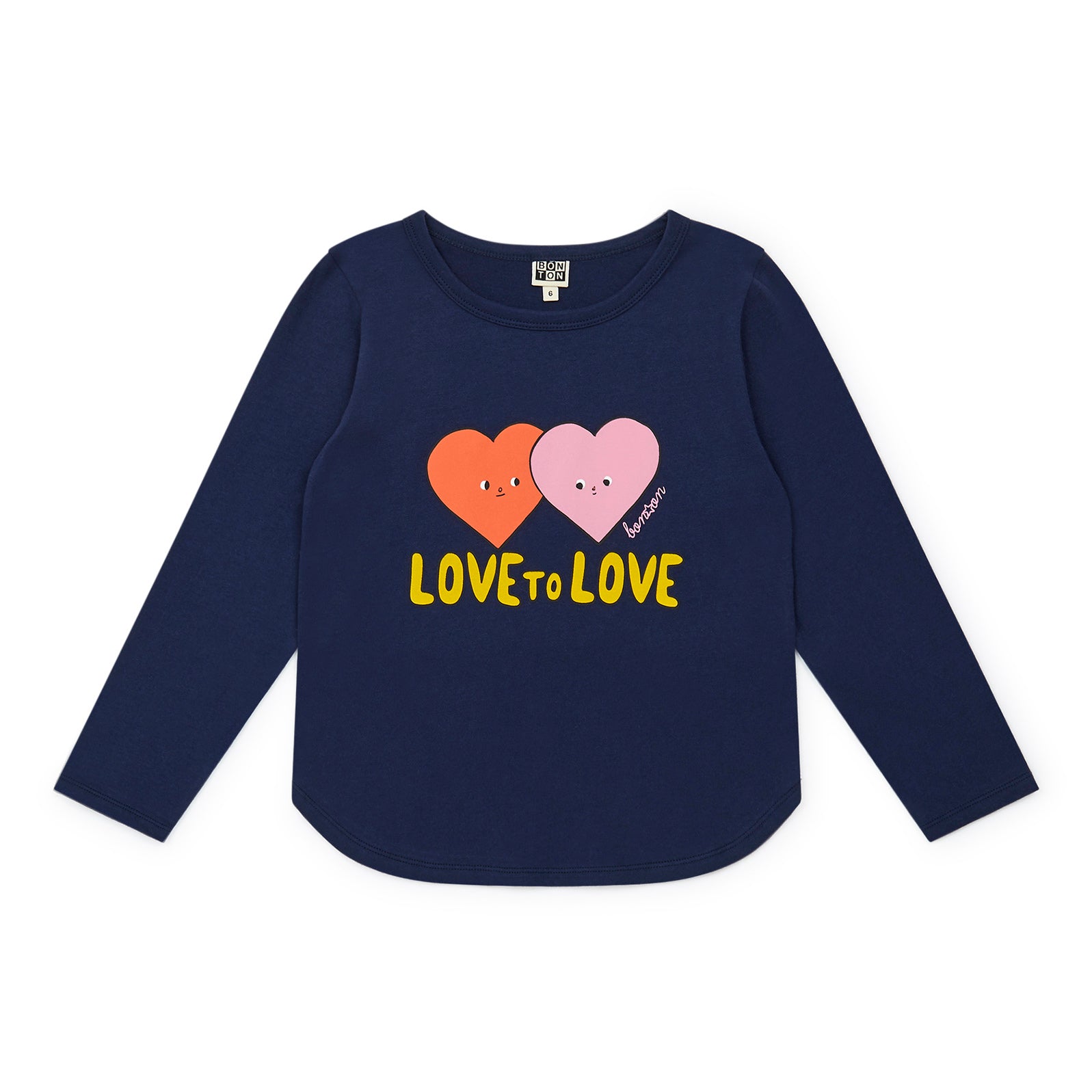 Girls Navy Printed Cotton T-Shirt