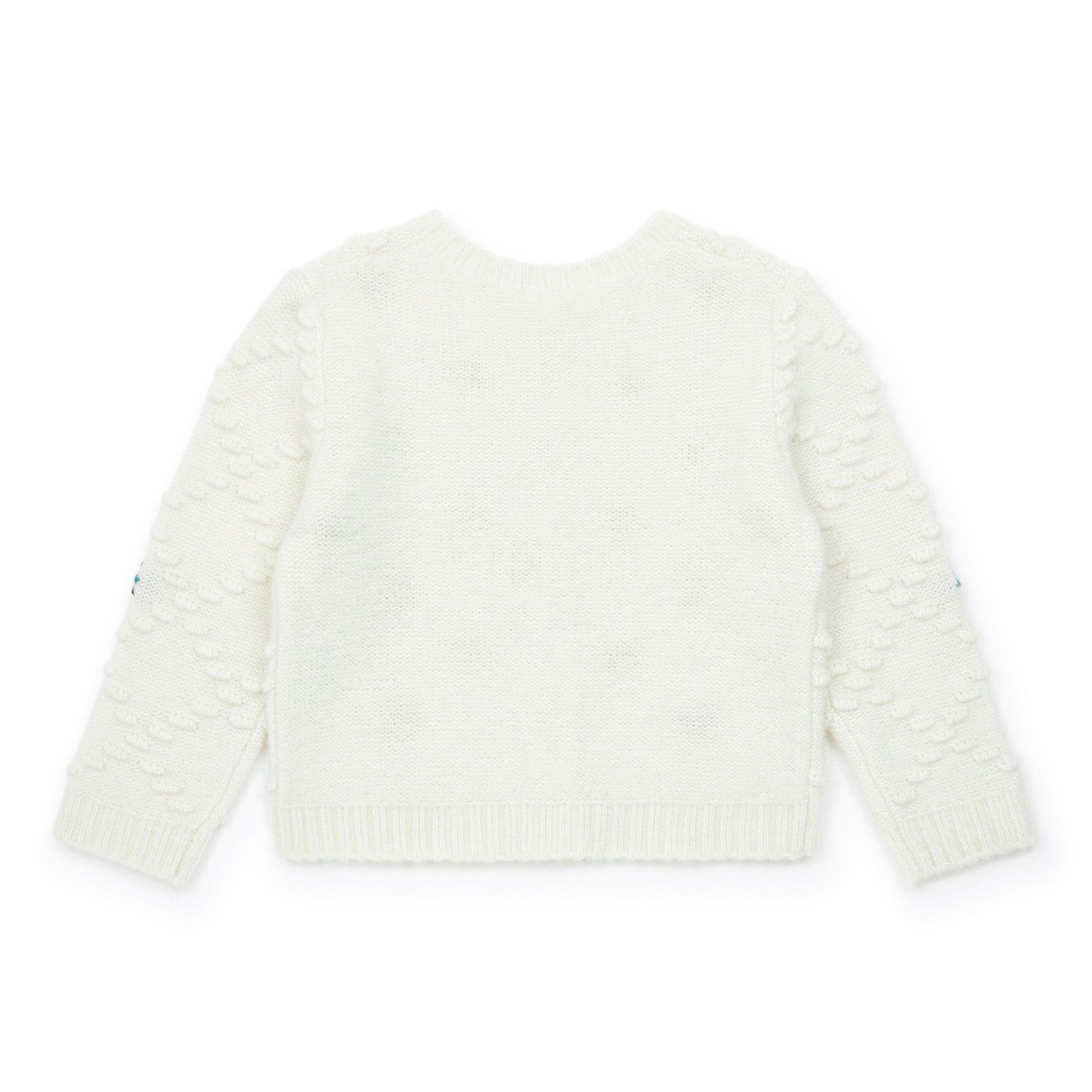 Girls White Embroidered Cardigan