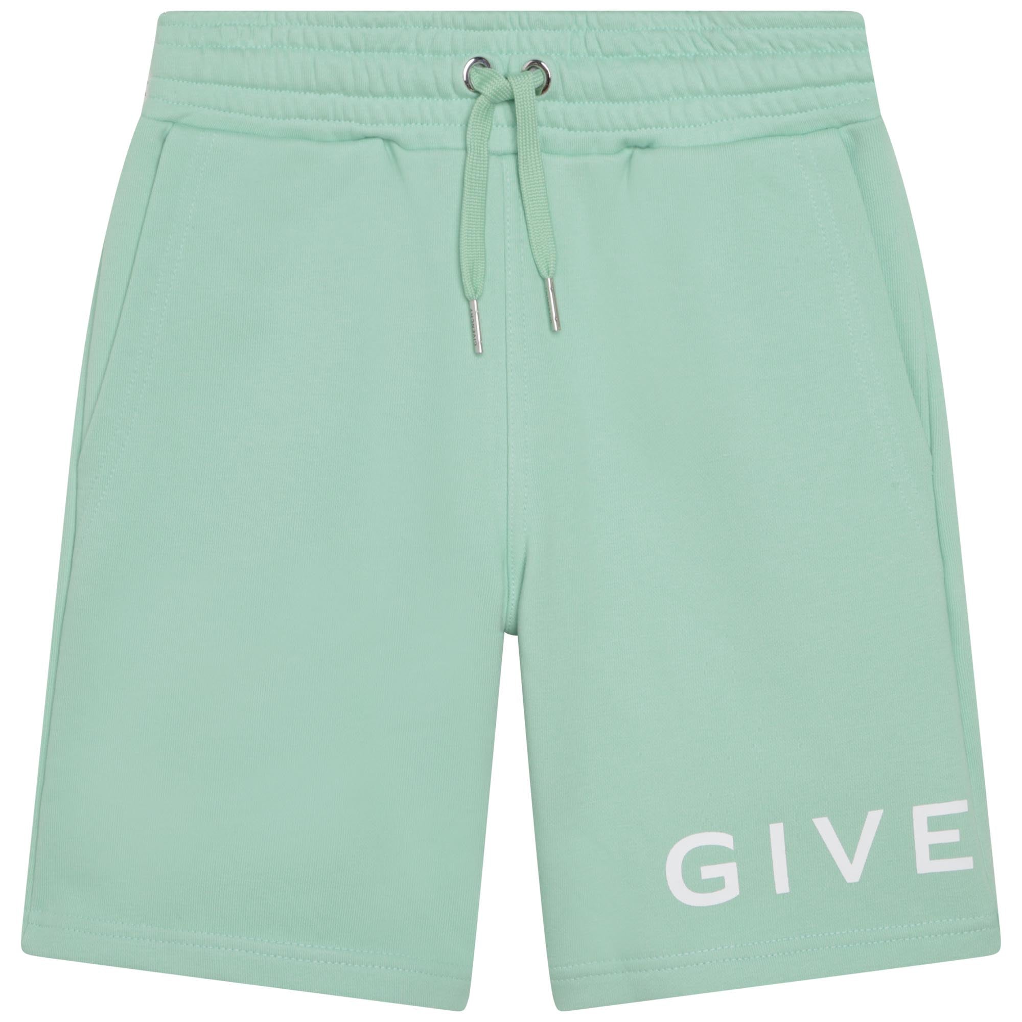 Boys Cyan Logo Cotton Shorts
