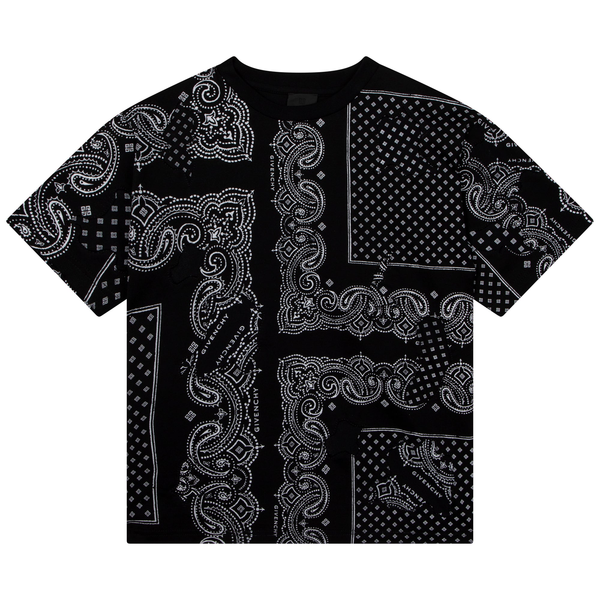 Boys Black Printed Cotton T-Shirt