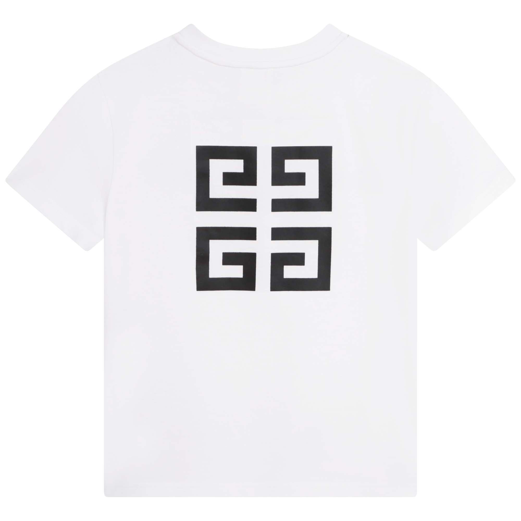 Boys White Logo Cotton T-Shirt