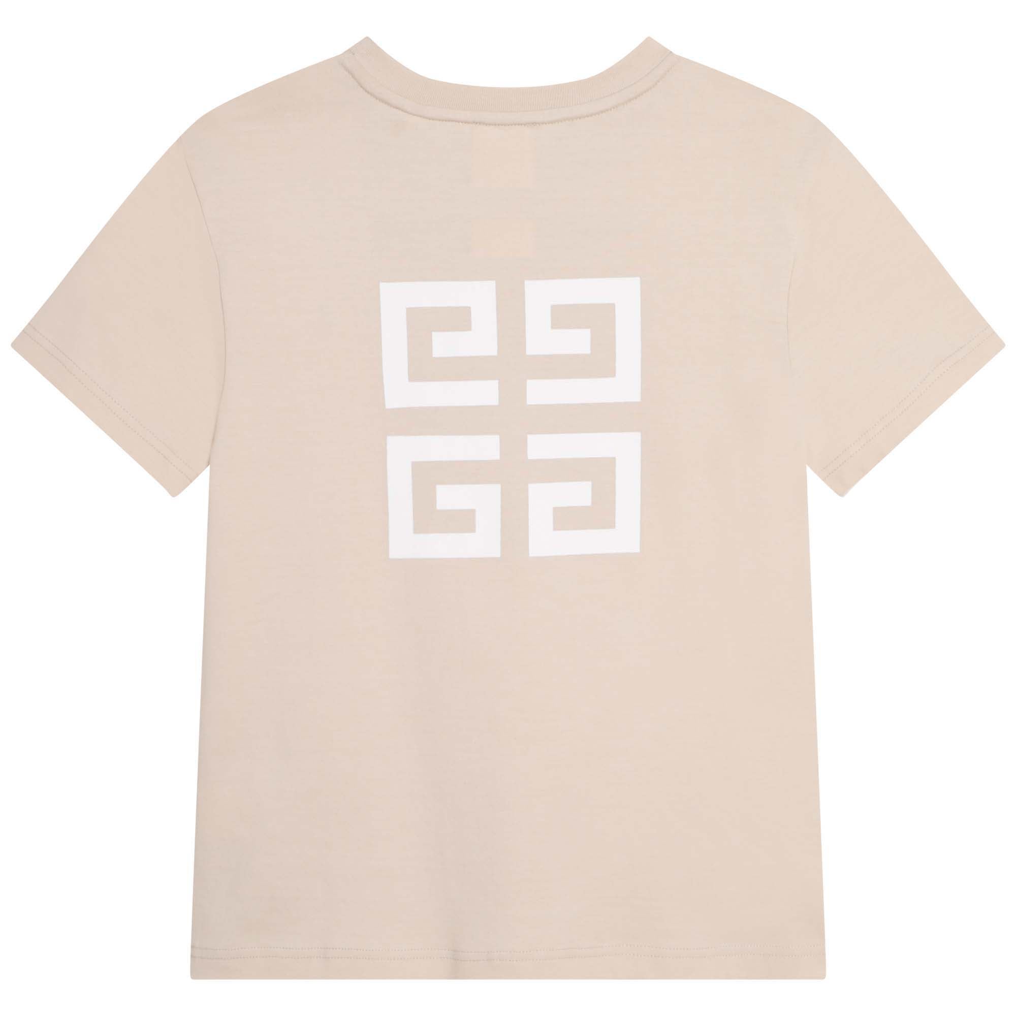 Boys Beige Logo Cotton T-Shirt