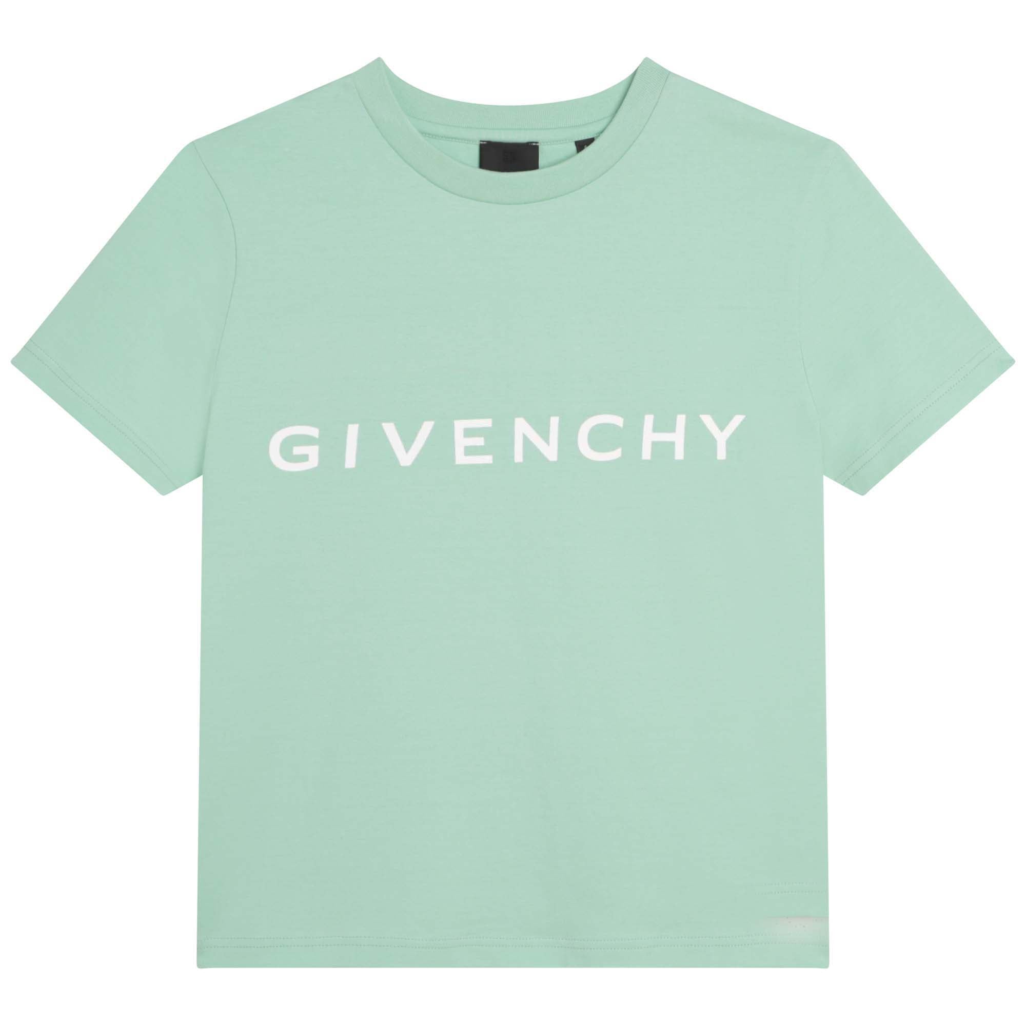 Boys Cyan Logo Cotton T-Shirt