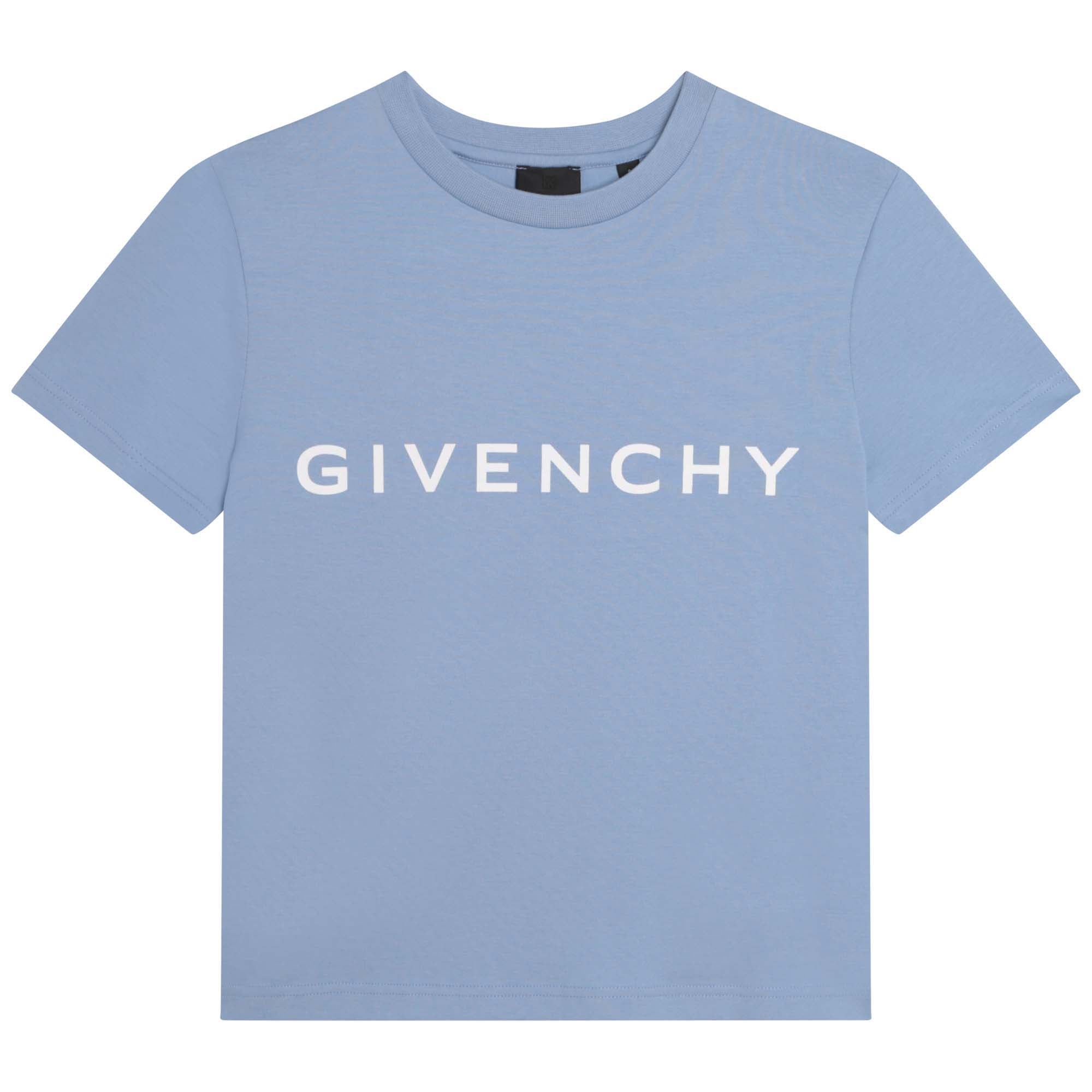Boys Blue Logo Cotton T-Shirt