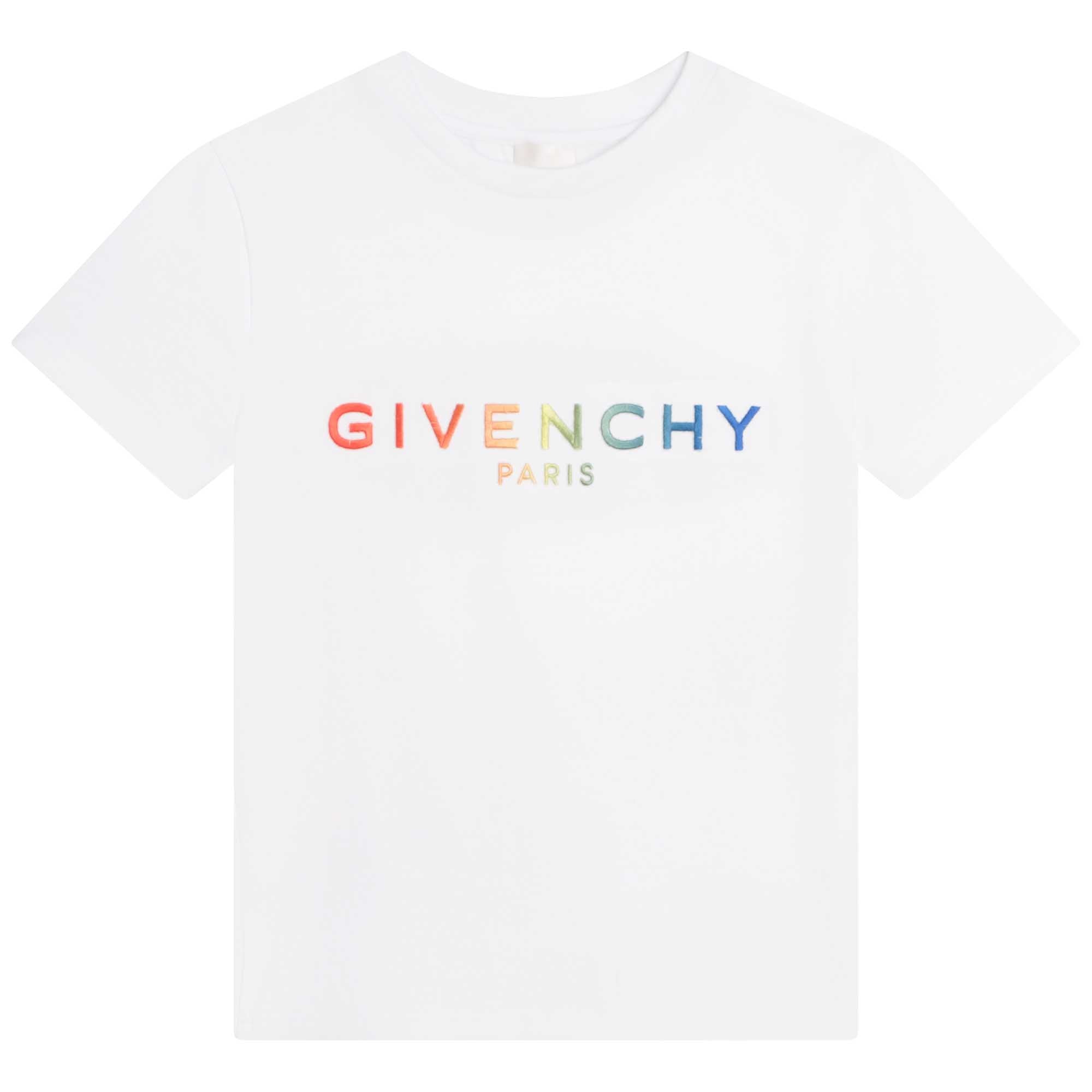 Boys White Logo Cotton T-Shirt