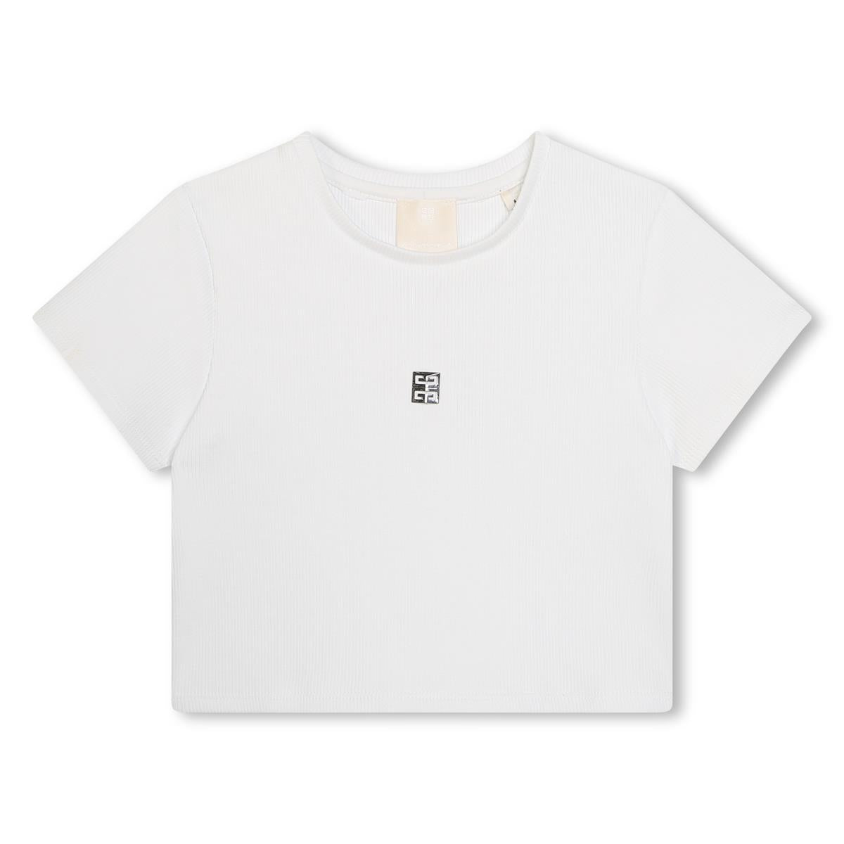 Girls White Cotton T-Shirt