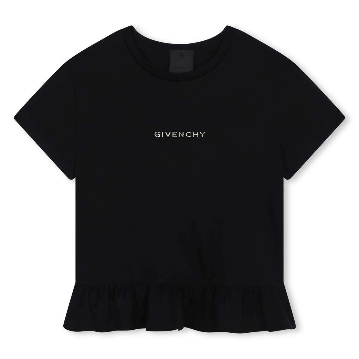 Girls Black Logo Cotton T-Shirt