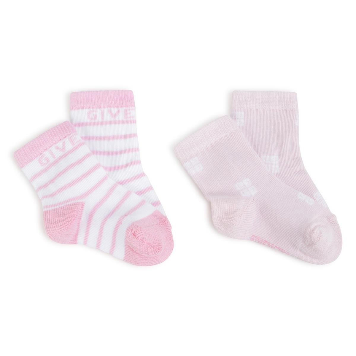 Baby Girls Pink Stripes Cotton Socks(2 Pack)