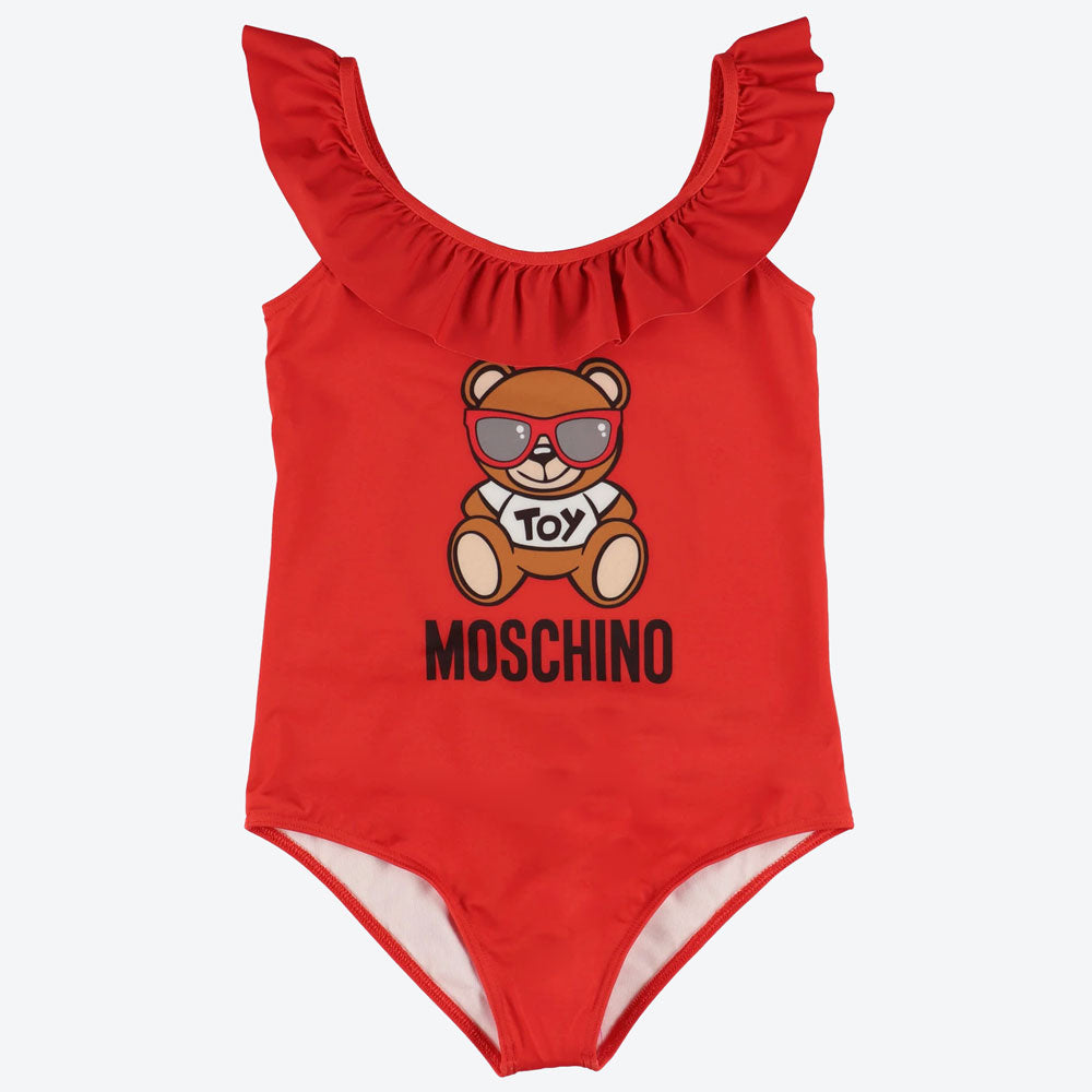Girls Red Logo Swimsuit